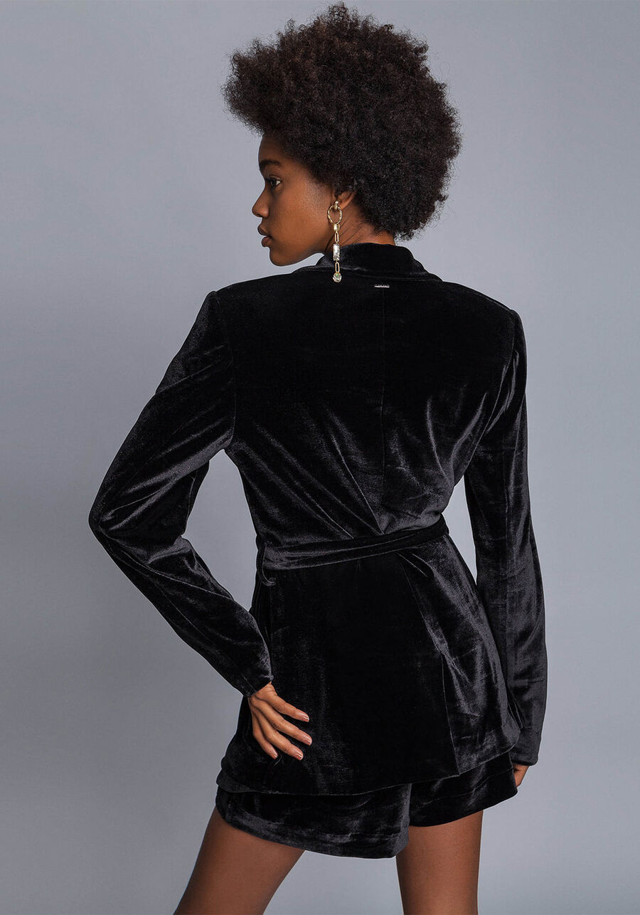 Blazer Veludo com Cinto, . Blazer Veludo com Cinto, , large.