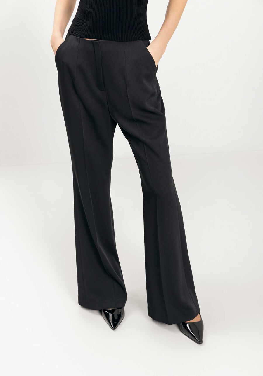 Calça Reta Com Cintura Alta E Vincos, . Calça Reta Com Cintura Alta E Vincos, , large.