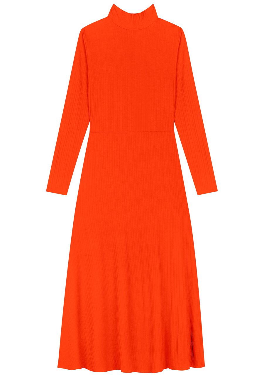 Vestido Midi Chá Em Malha Canelada Com Abertura Nas Costas, . Vestido Midi Chá Em Malha Canelada Com Abertura Nas Costas, , large.