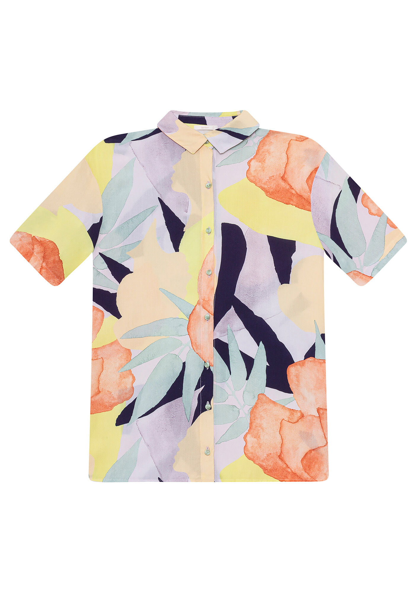 Camisa Tecido Rayon Bali Manga Curta, , large.