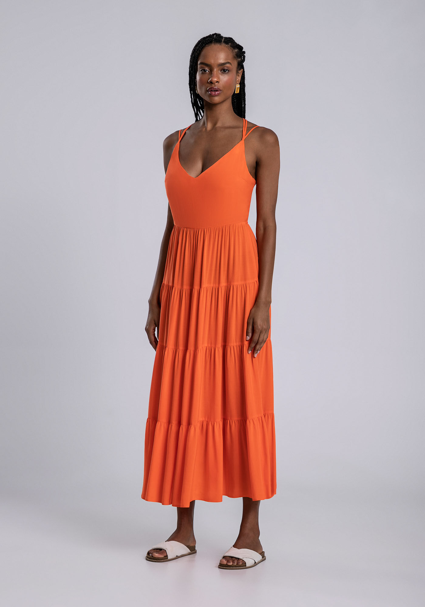 Vestido Midi em Camadas e Amarra&ccedil;&atilde;o Cores, , large.