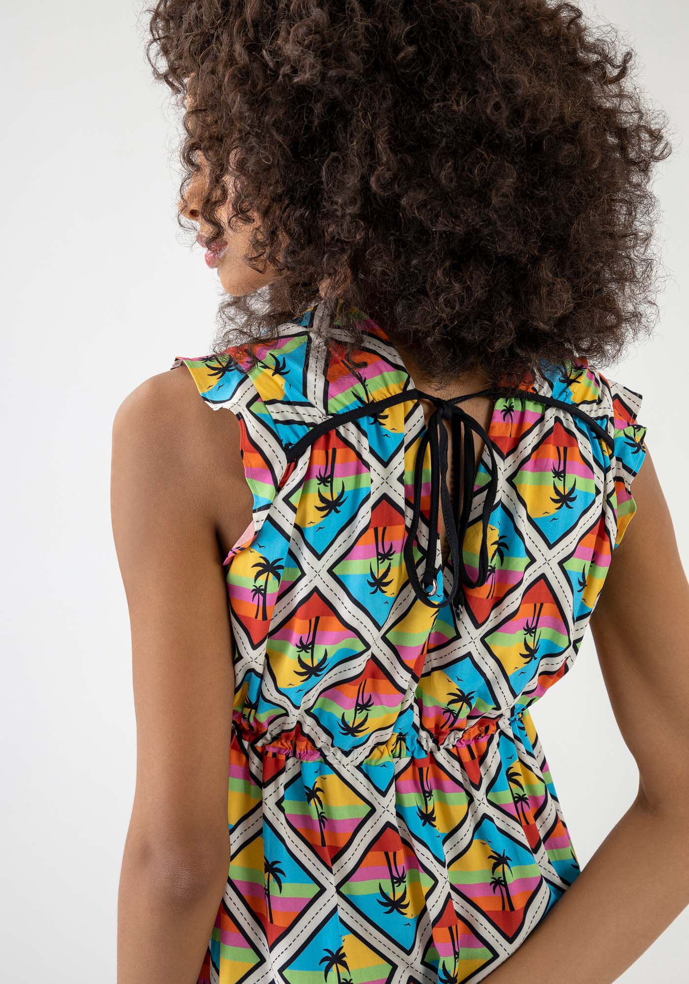 Vestido Midi Estampado em Viscose com Amarra&ccedil;&atilde;o, , large.