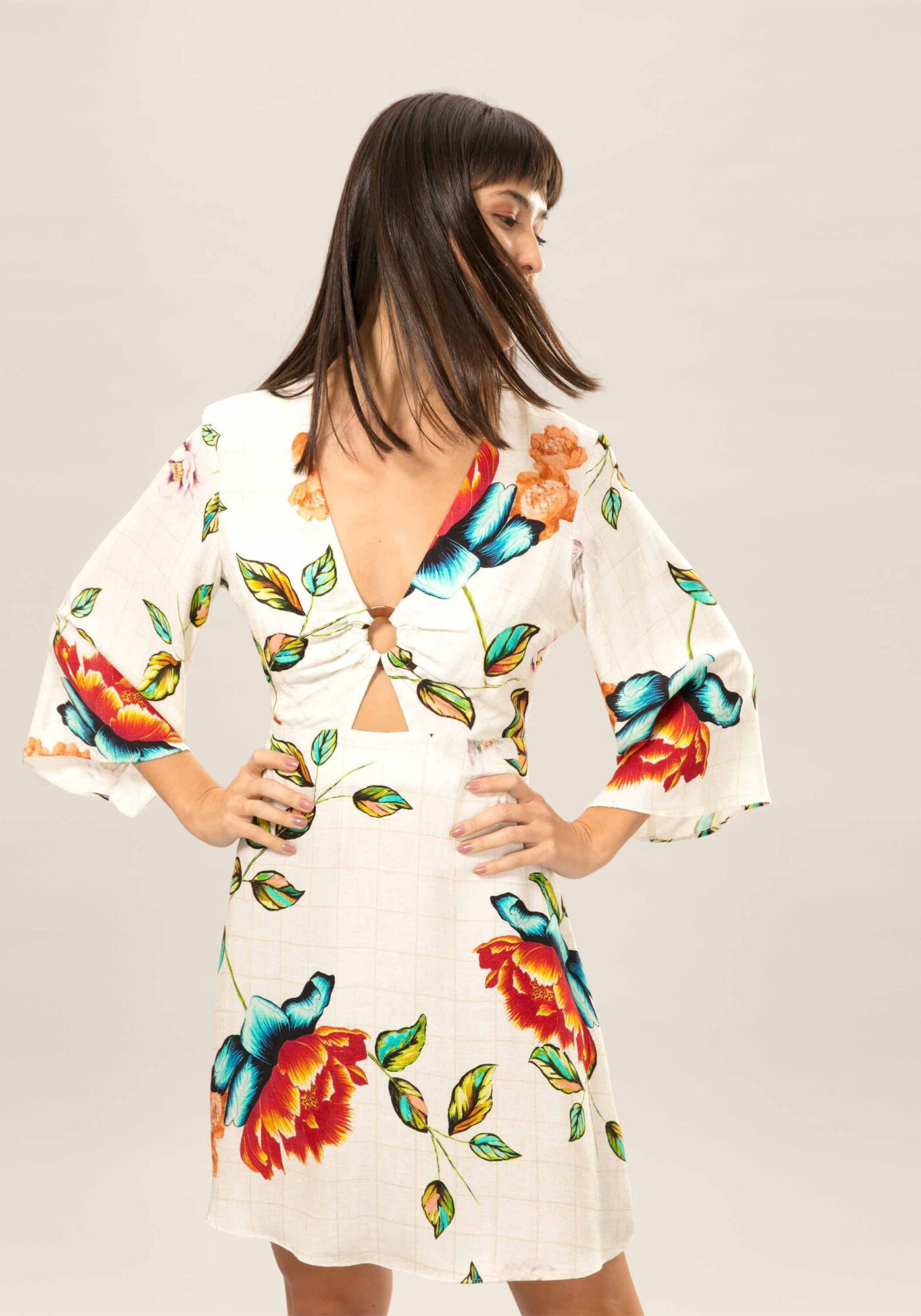 Vestido Manga 3/4 Estampa, , large.