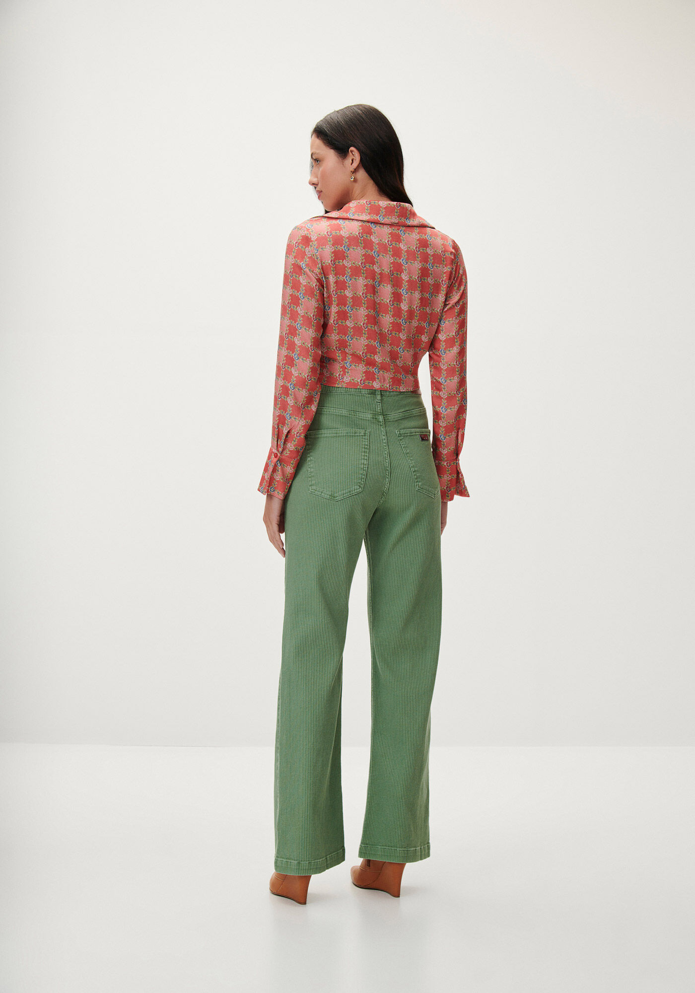 Camisa Cropped Estampada com Franzido, , large.