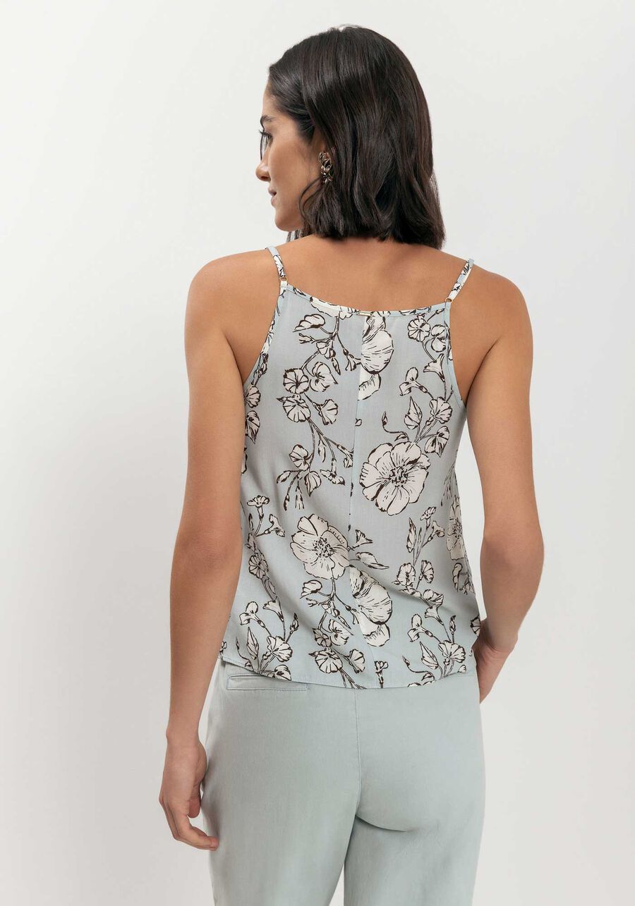 Blusa Regata Estampada De Alças Com Decote V Em Viscose, . Blusa Regata Estampada De Alças Com Decote V Em Viscose, , large.