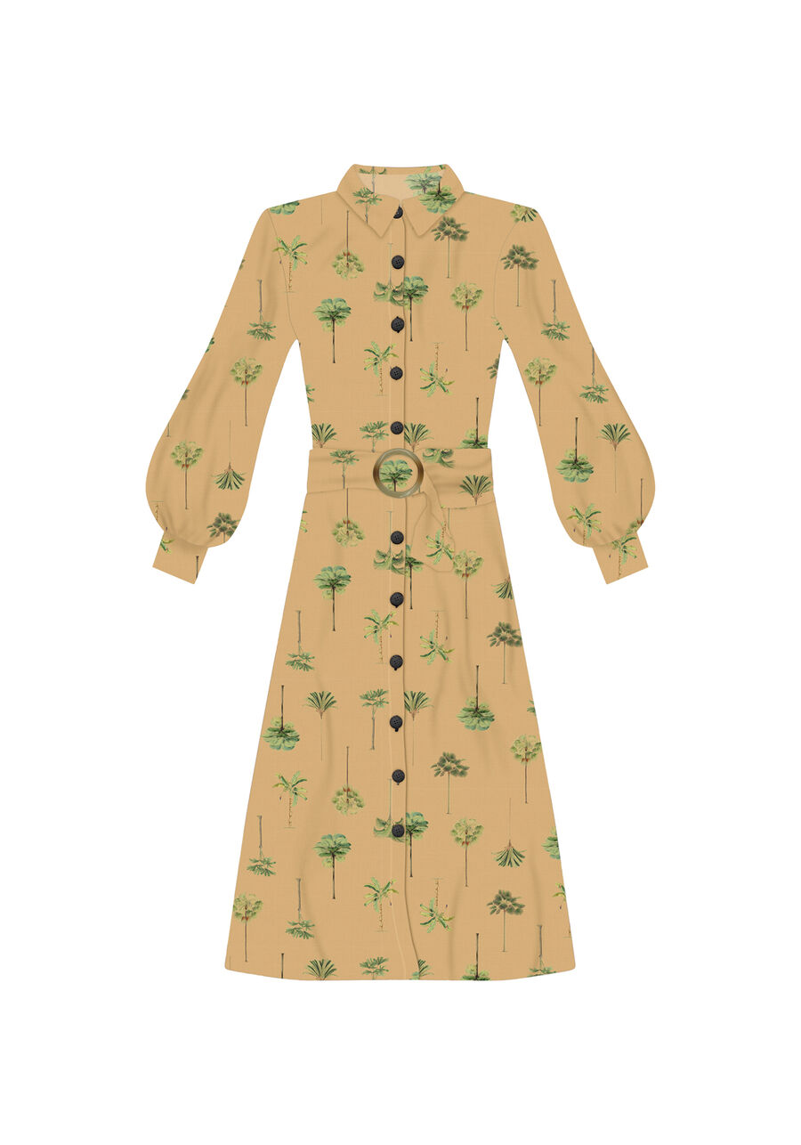 Vestido Chemise Midi Cinto Estampado, ARVOREDO. Vestido Chemise Midi Cinto Estampado, ARVOREDO, large.