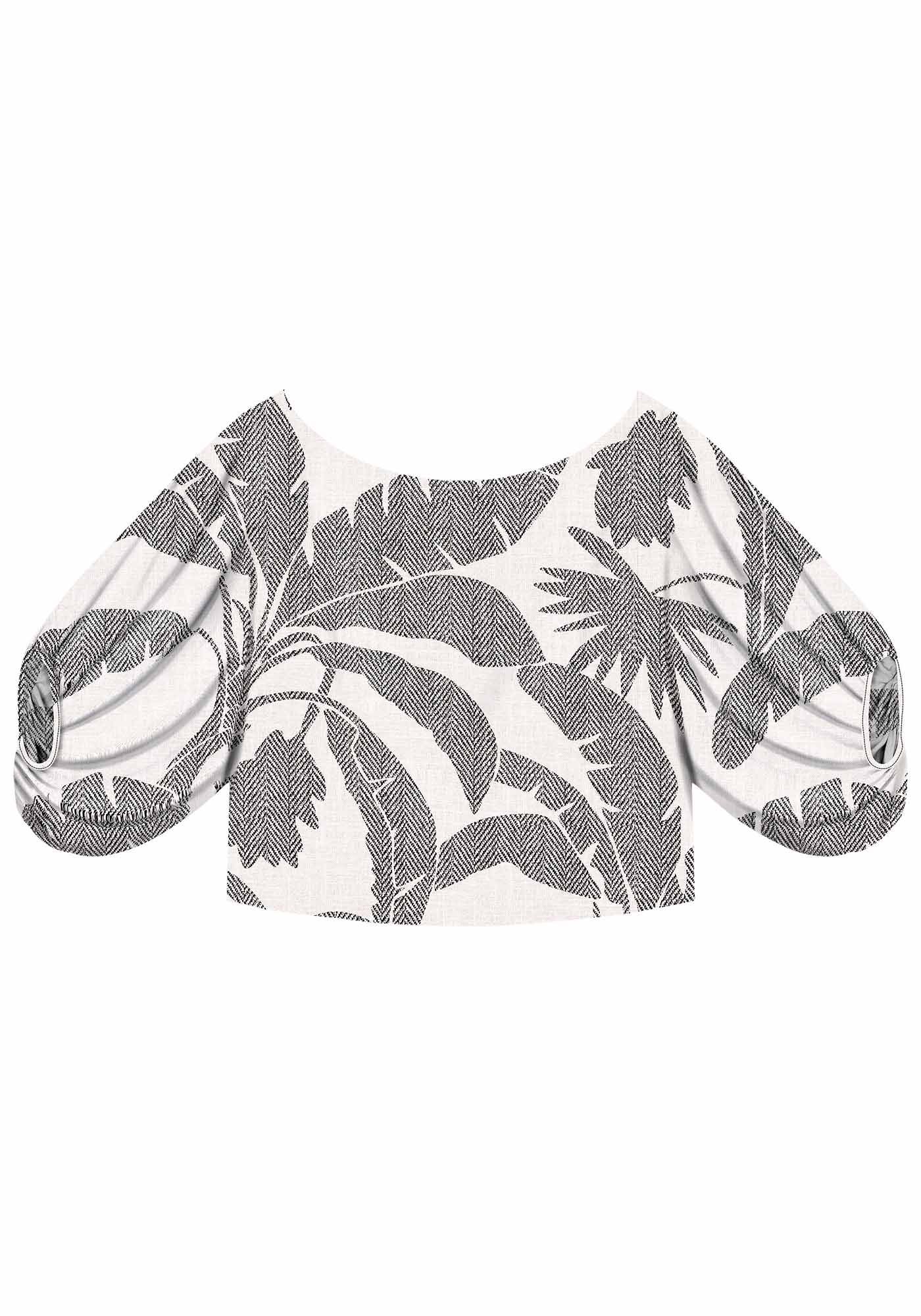 Blusa Ombro a Ombro em Viscose com M&aacute;xi Mangas, , large.