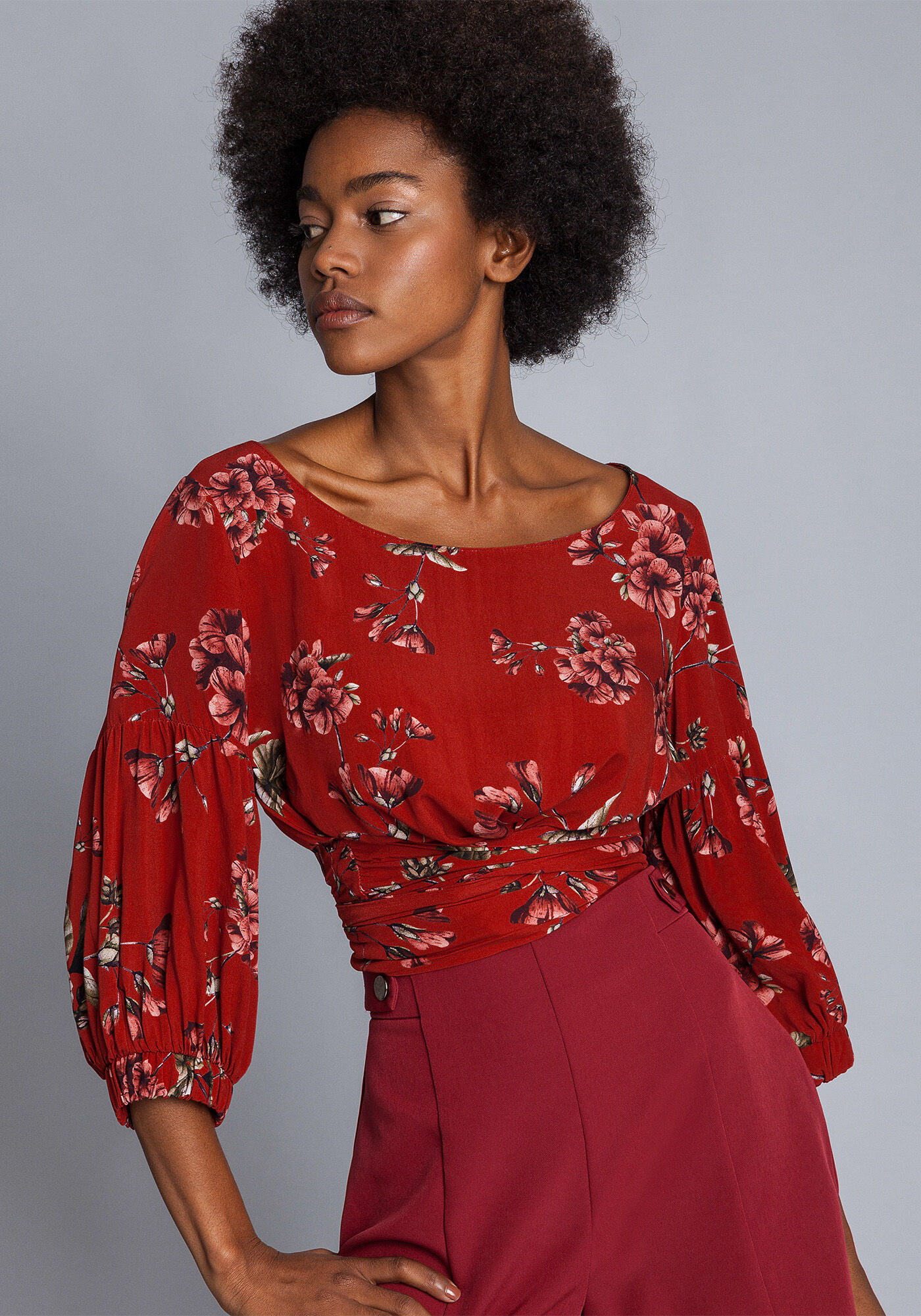 Blusa Cropped Manga 3/4 Estampa, , large.