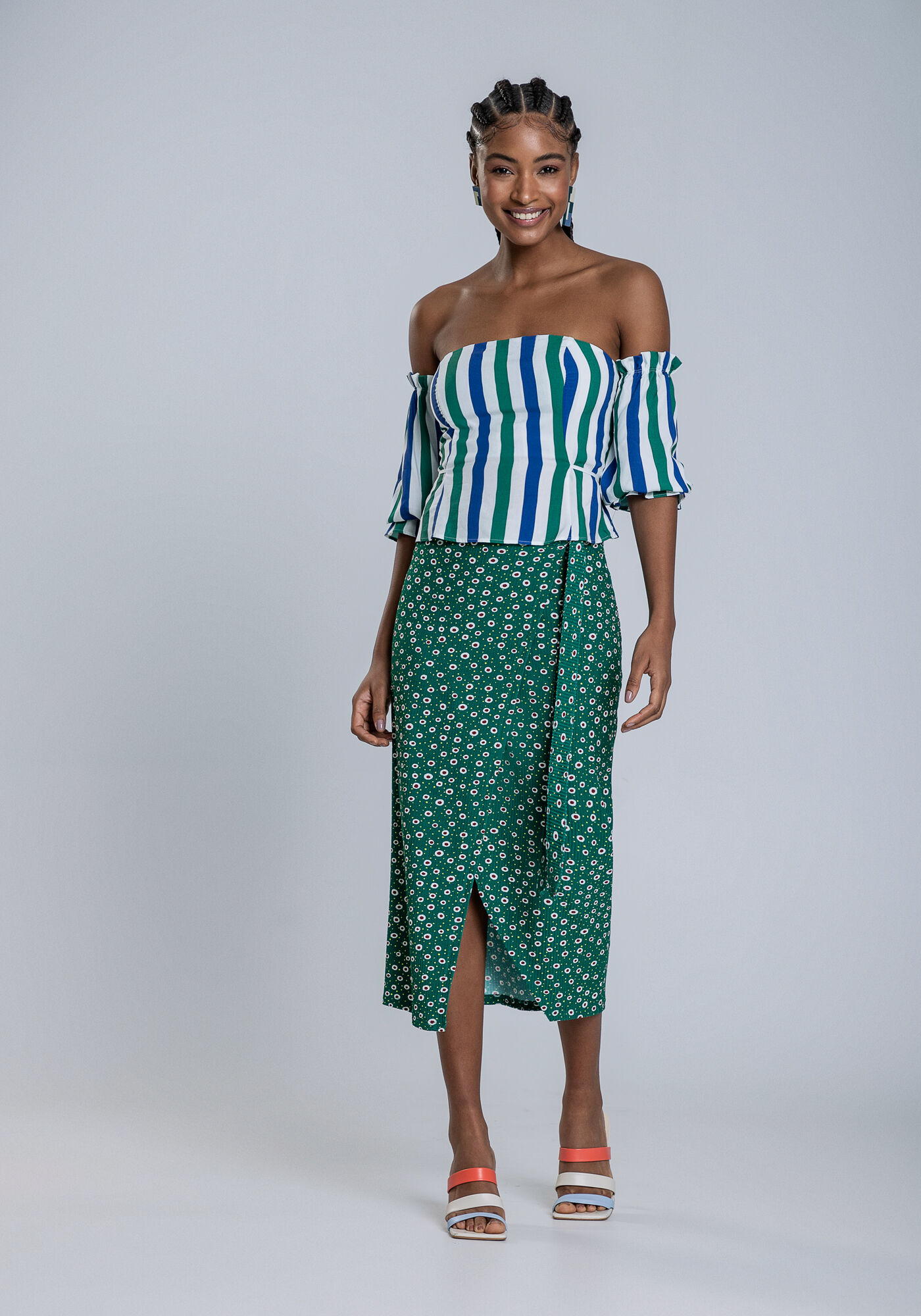 Blusa Ombro a Ombro 3/4 em Viscose, , large.