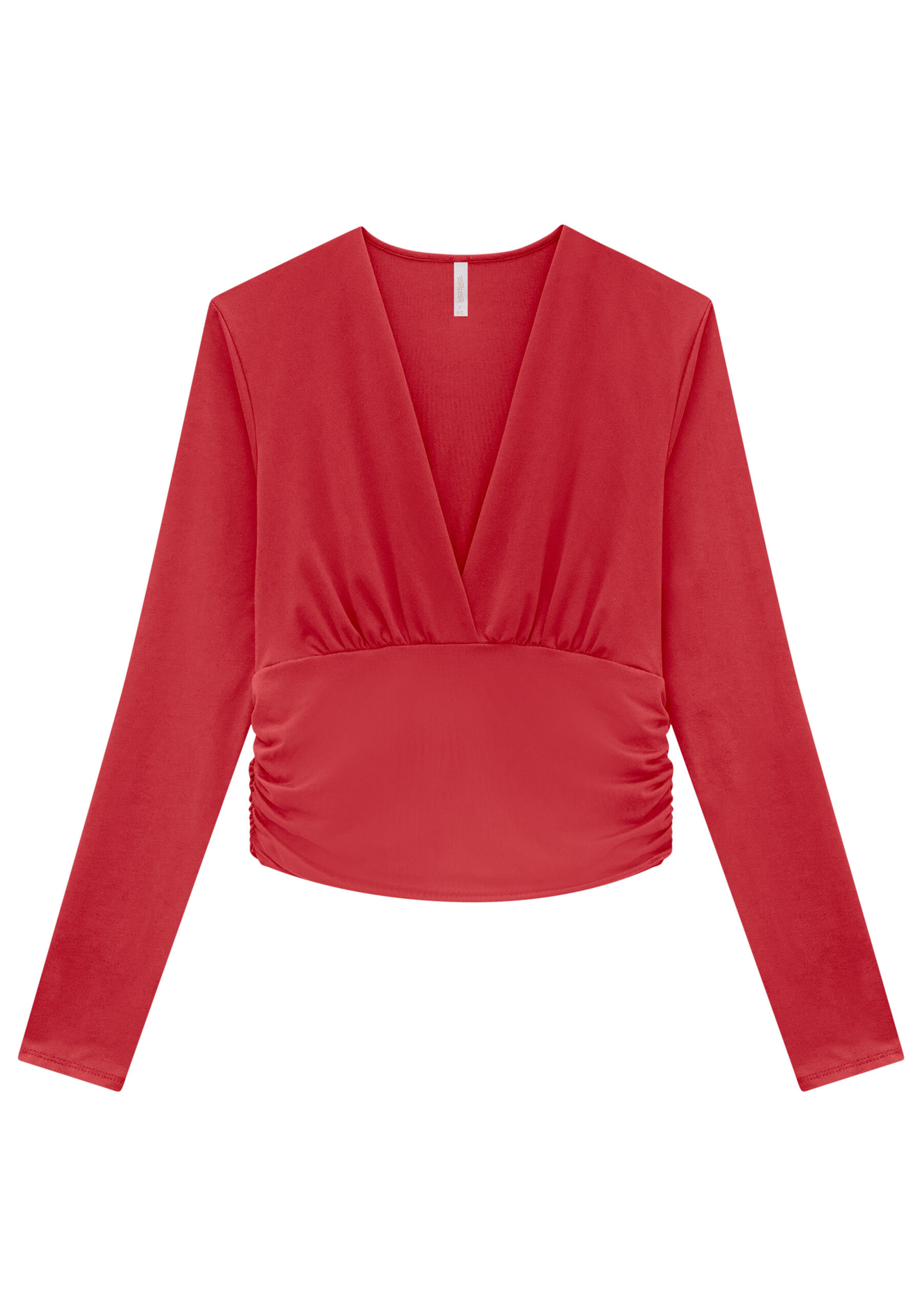 Blusa Manga Longa em Malha com Franzido, . Blusa Manga Longa em Malha com Franzido, , large.