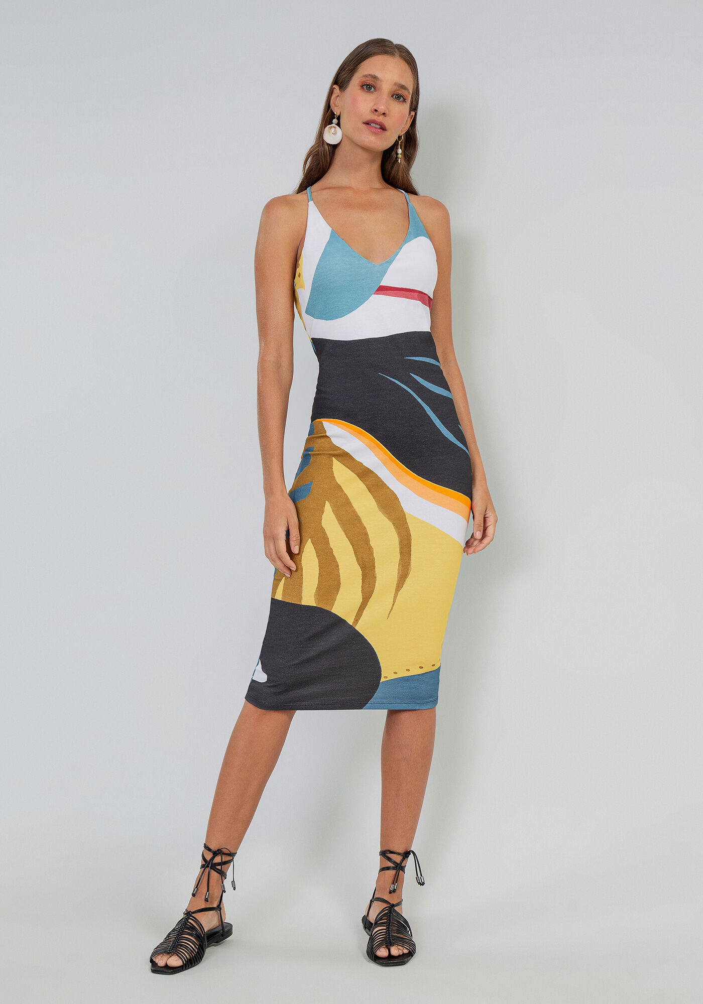 Vestido M&iacute;di Recorte Costas, , large.