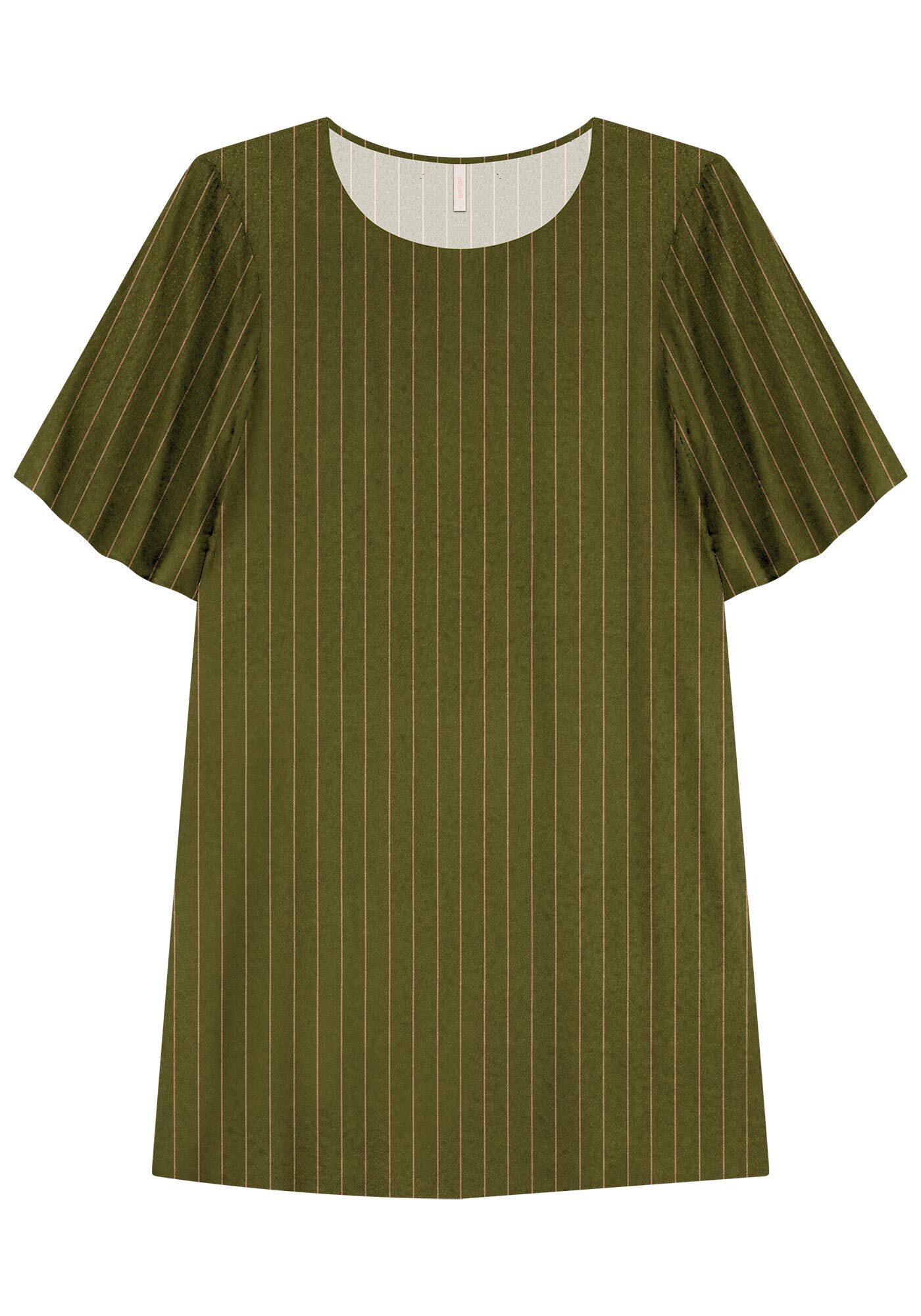 Vestido Curto em Viscose com Manga Flare, STRIPES, large.