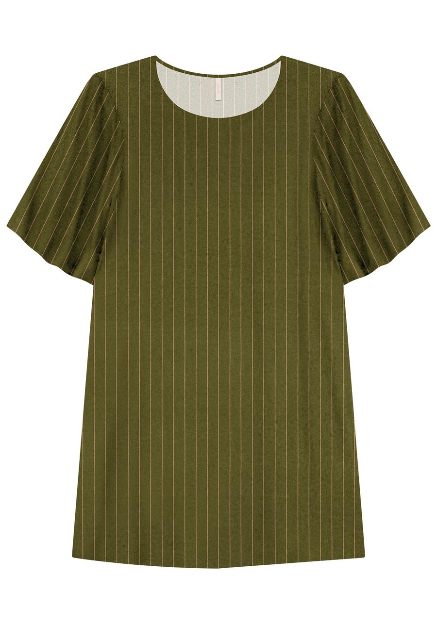 Vestido Curto em Viscose com Manga Flare, . Vestido Curto em Viscose com Manga Flare, , large.