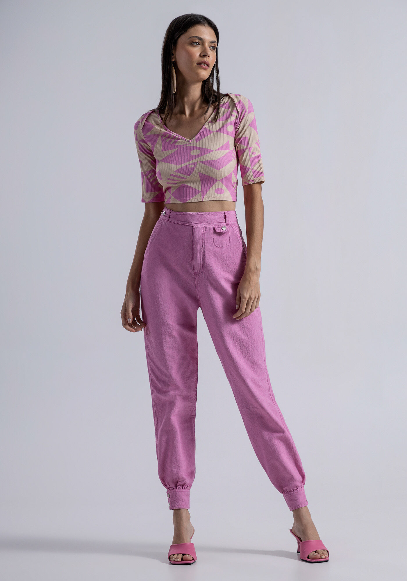 Blusa Manga 3/4 Canelada com Recorte Argola, , large.