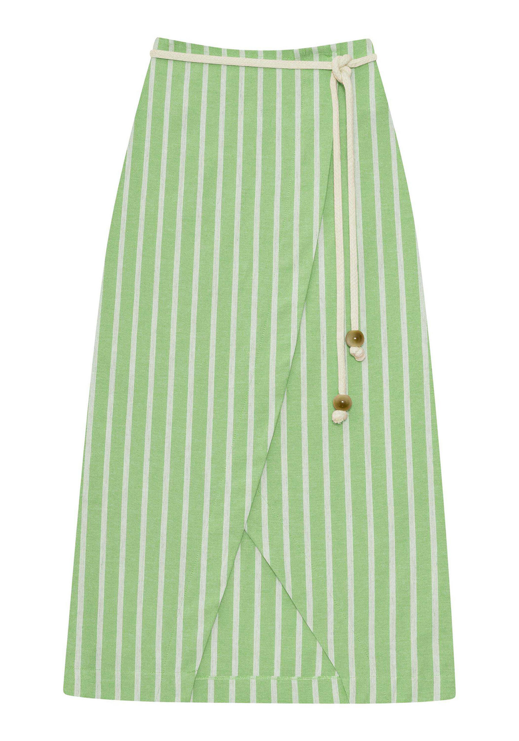 Saia Mídi Transpassada Cinto, VERDE. Saia Mídi Transpassada Cinto, VERDE, large.