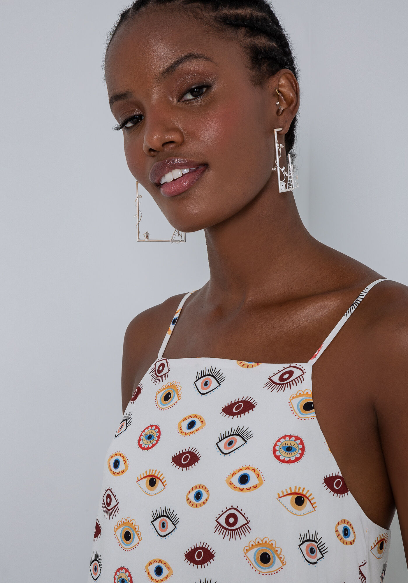 Vestido com Al&ccedil;as em Viscose Midi, OLHARES, large.