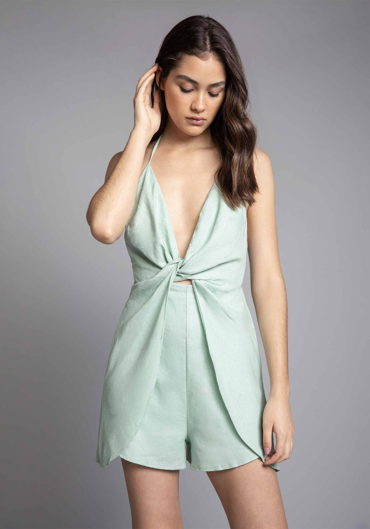 Macac&atilde;o Curto Linho Verde Spa, , large.