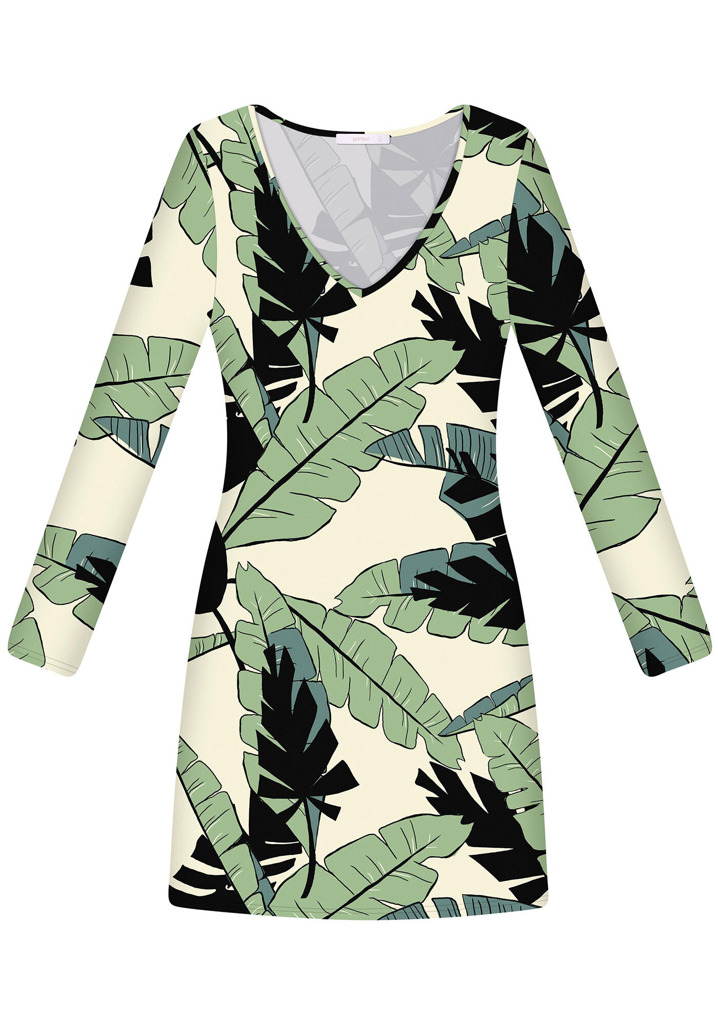 Vestido Manga Longa Decote V, , large.