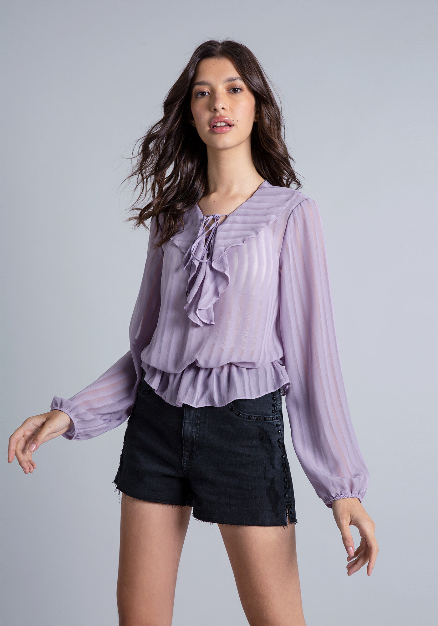 Blusa Transpar&ecirc;ncia Listras, , large.