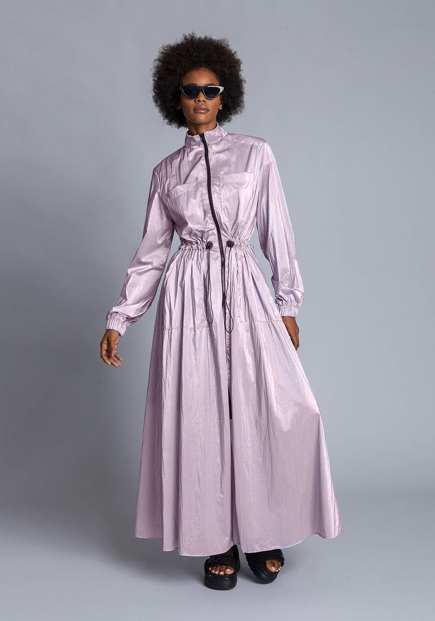 Vestido M&iacute;di Nylon Metalizado, , large.