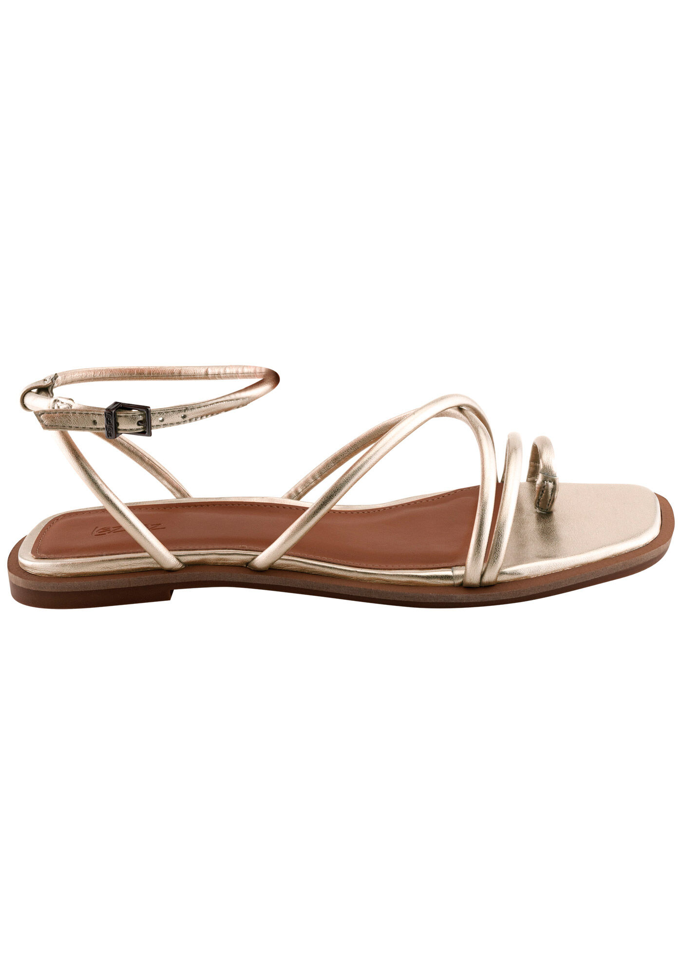 Sand&aacute;lia Rasteira Metalizada com Tiras, , large.