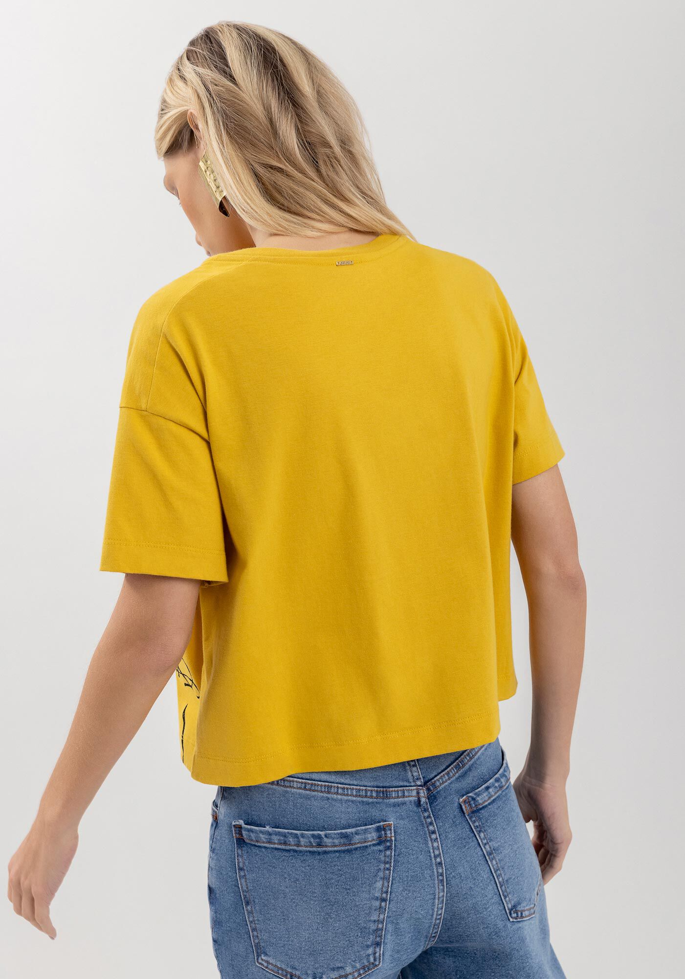 Blusa Com Mangas Curtas E Estampa Local Em Malha Prime, , large.