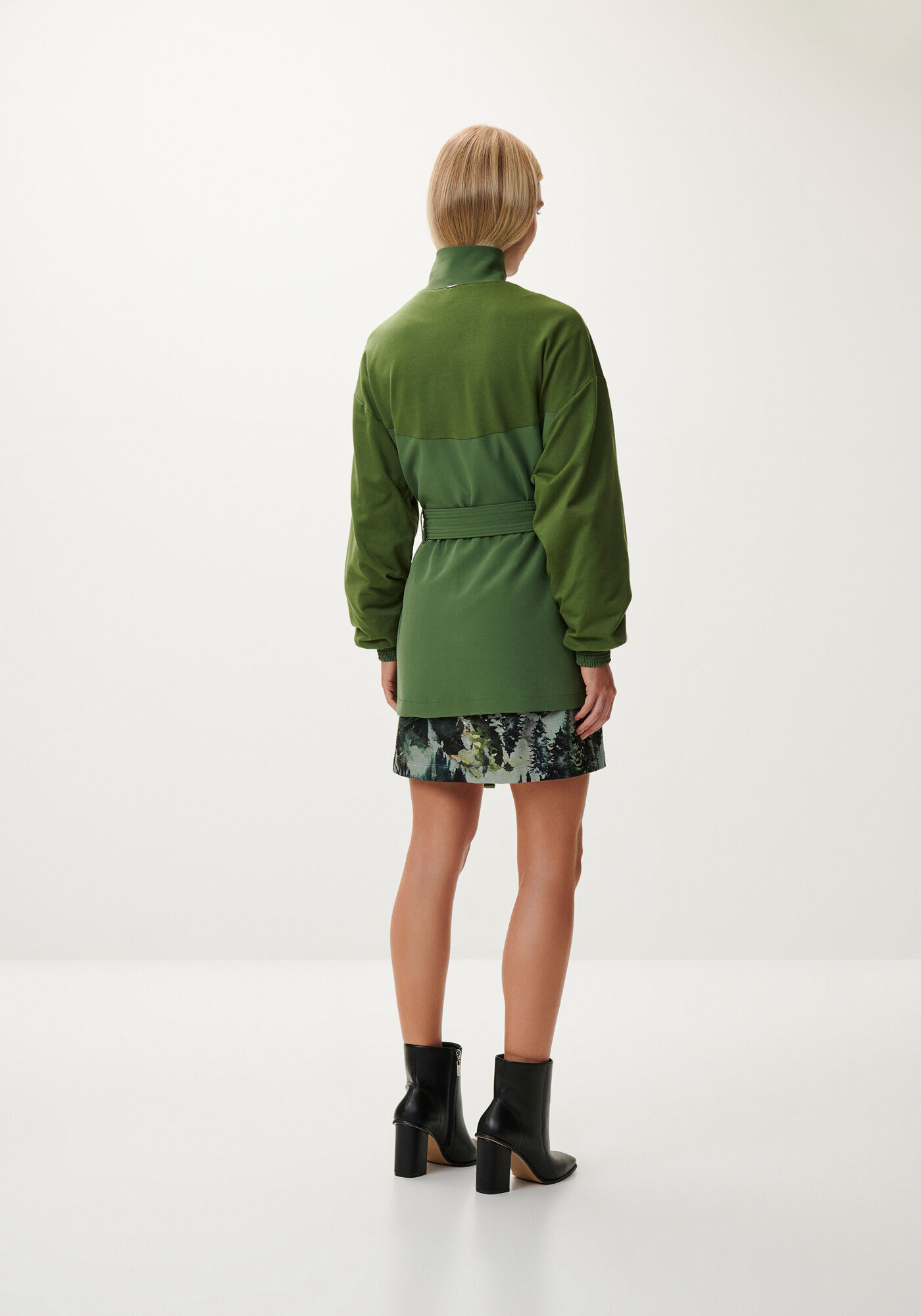 Jaqueta Parka Gola Alta com Cinto, VERDE TURTLE, large.