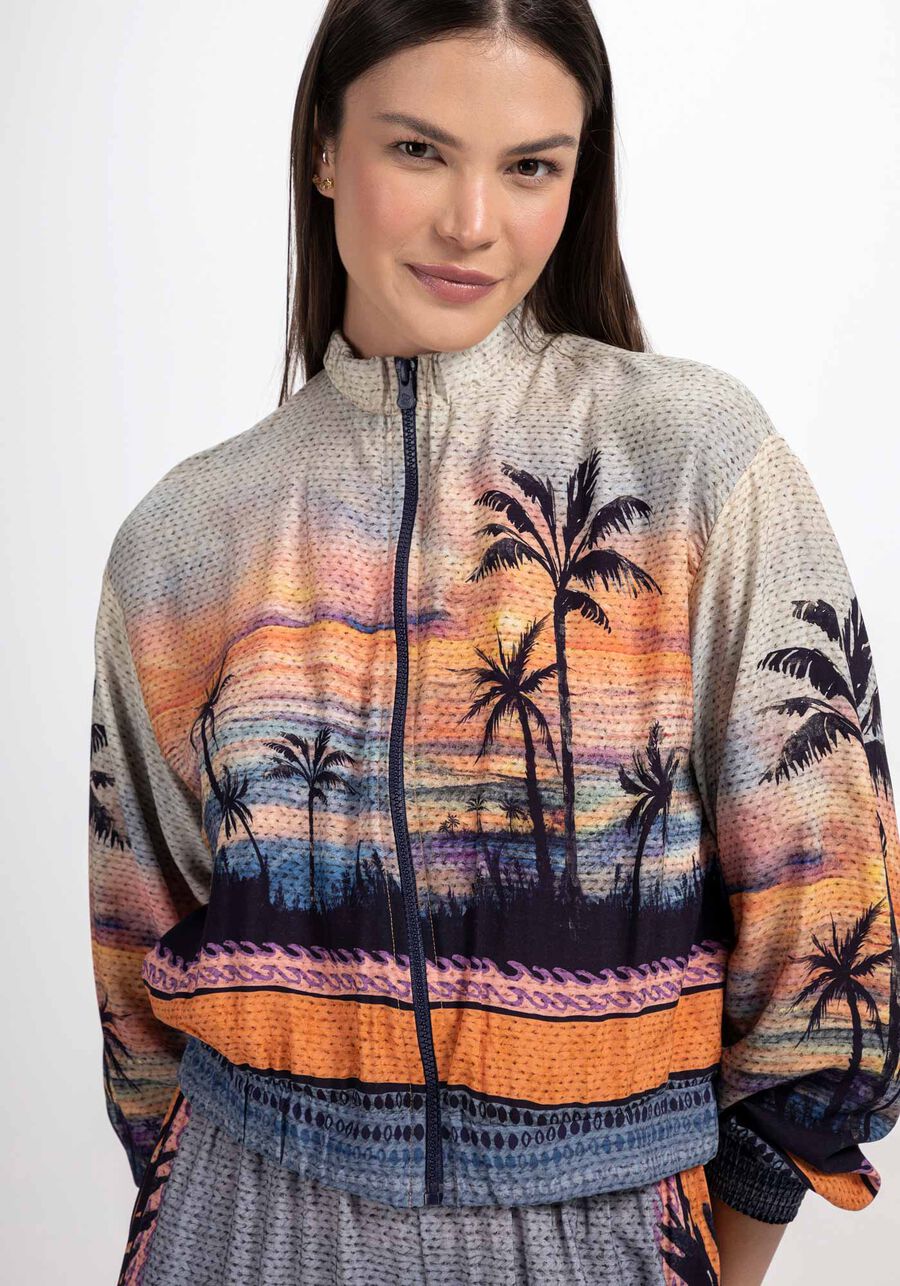 Jaqueta Bomber em Viscose Estampada, . Jaqueta Bomber em Viscose Estampada, , large.