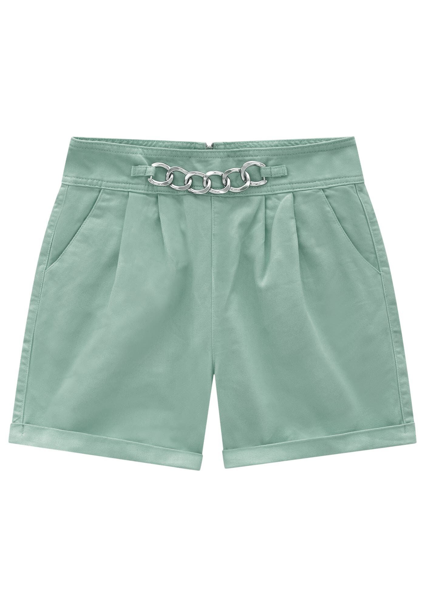 Shorts Sarja Alfaiataria com Corrente C&oacute;s, , large.