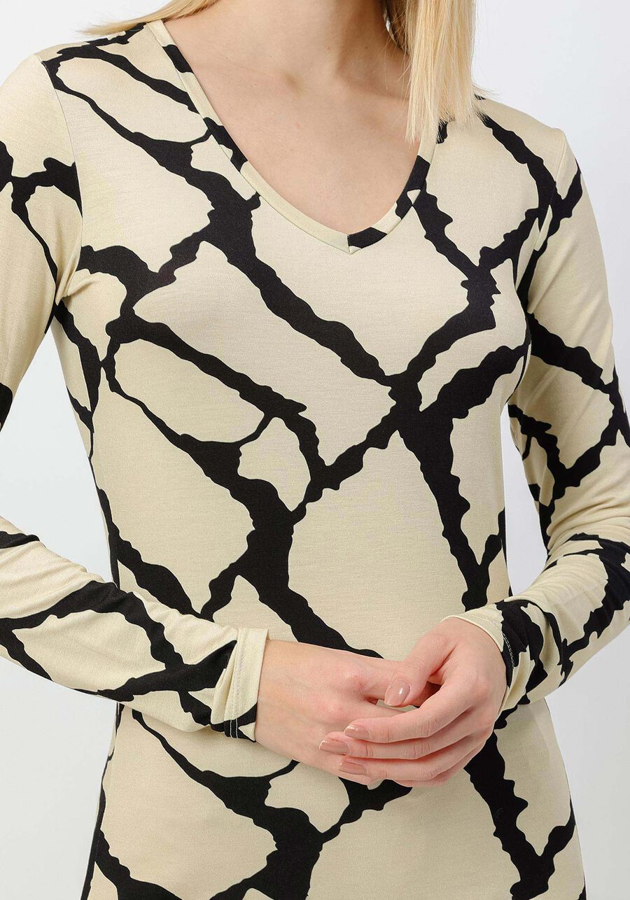 Blusa Manga Longa em Malha Viscose com Decote V, . Blusa Manga Longa em Malha Viscose com Decote V, , large.