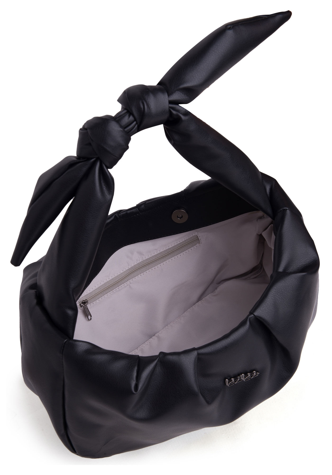 Bolsa M&eacute;dia Ruched com Detalhe N&oacute;, , large.