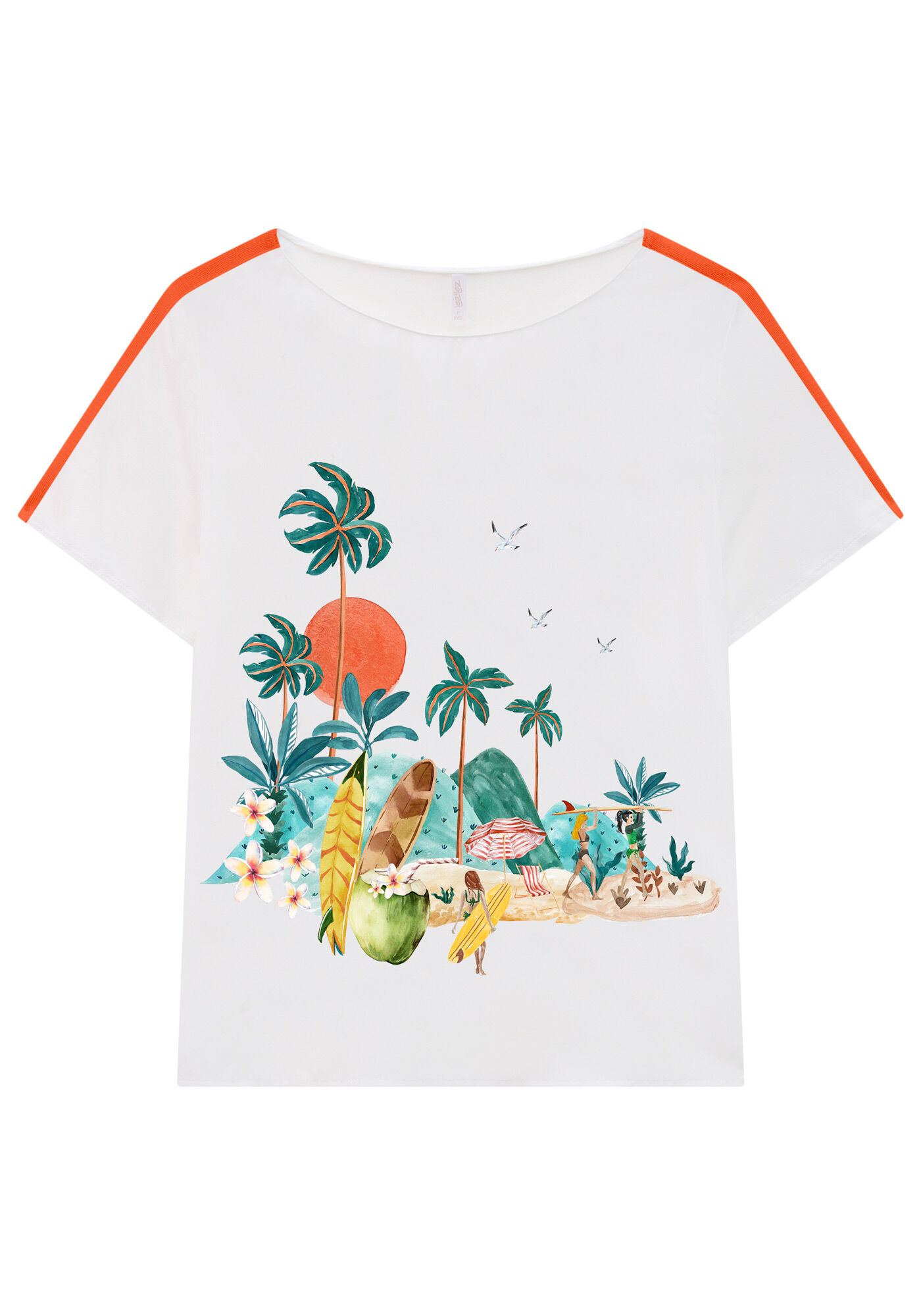 Blusa em Malha e Tecido Plano Estampada, , large.