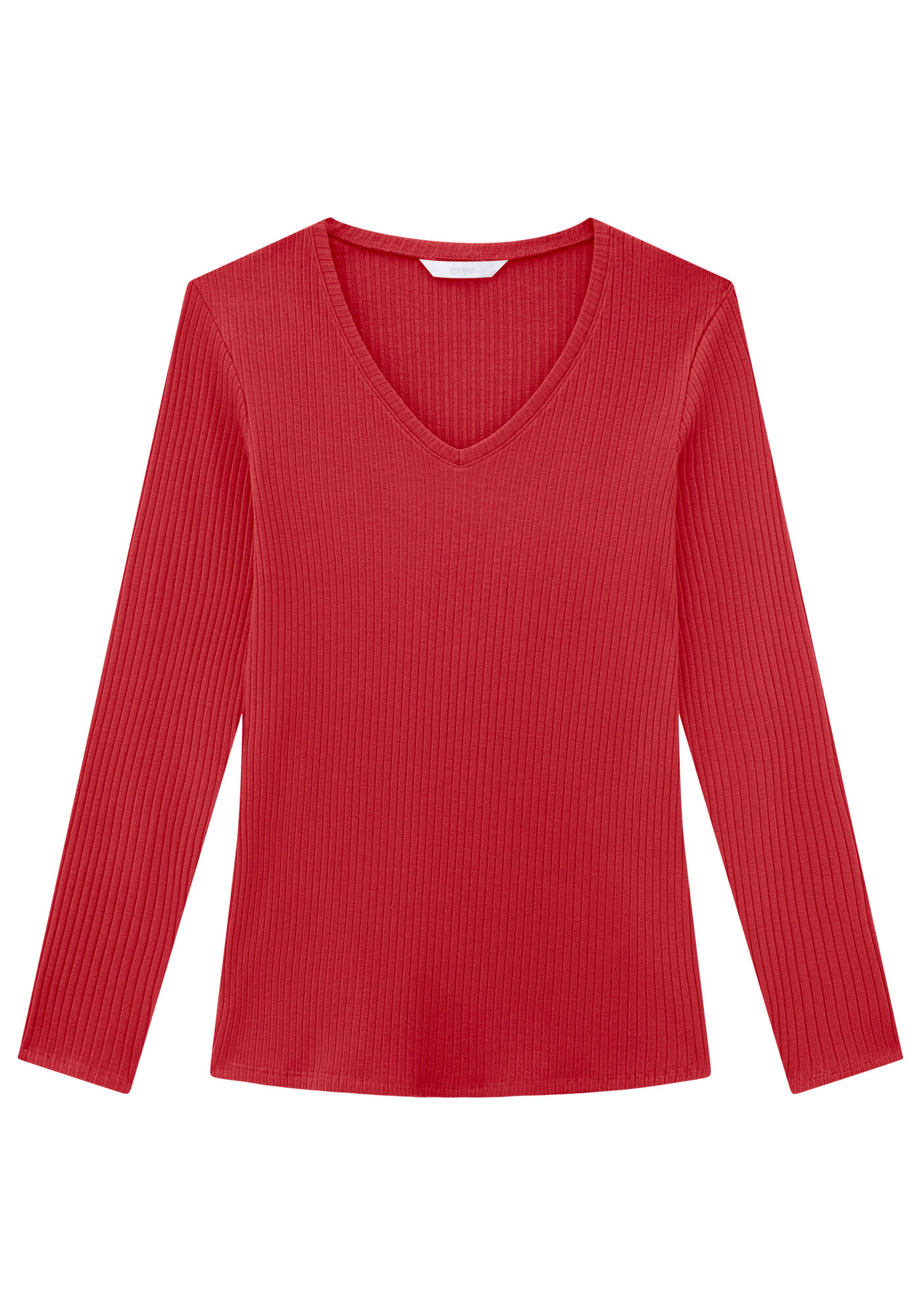 Blusa Manga Longa em Malha Decote V, , large.