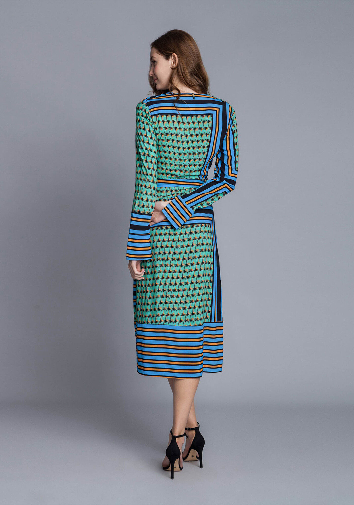 Vestido Manga Longa M&iacute;di Estampa, , large.