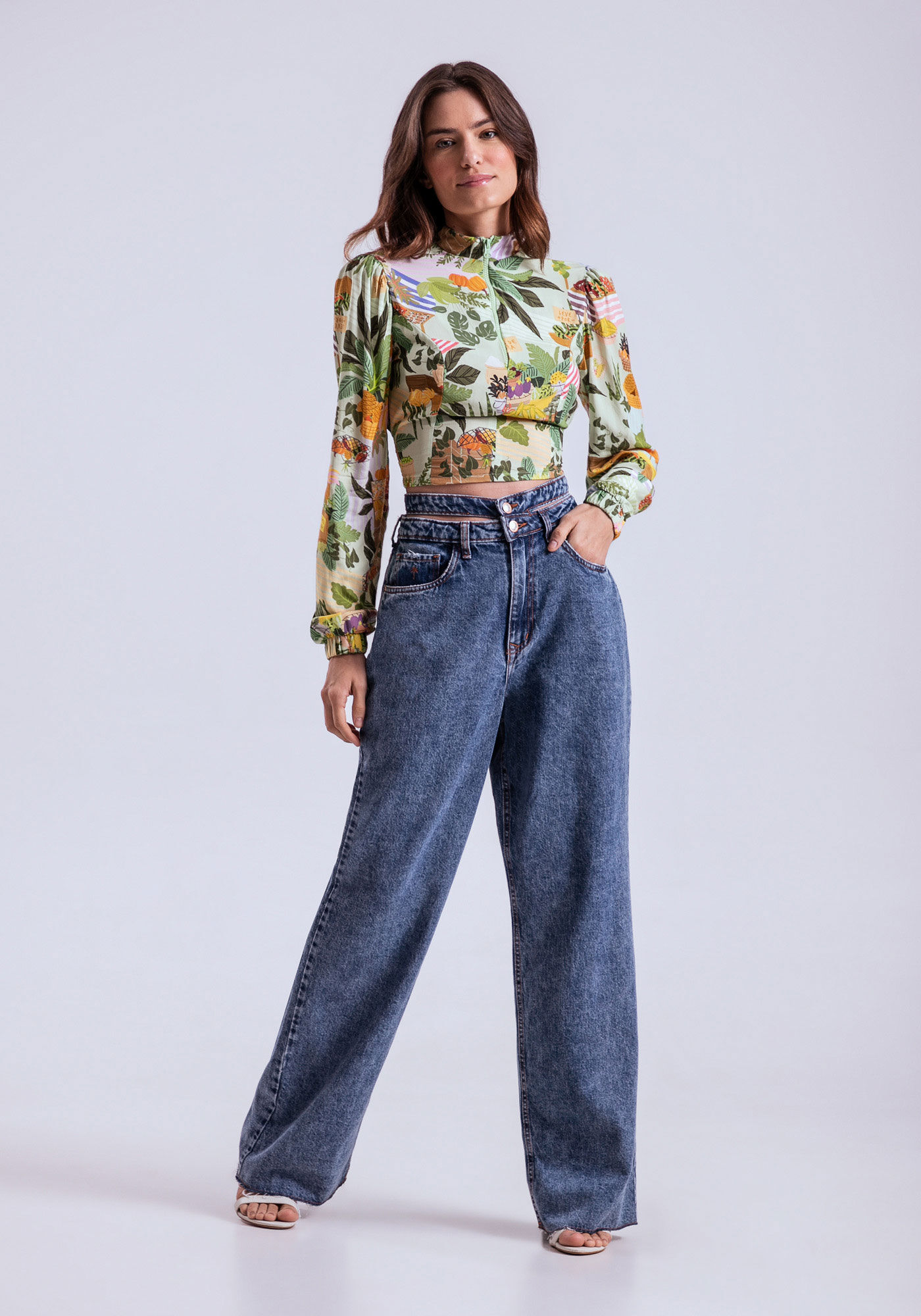 Blusa Manga Longa Cropped com Zíper | Lez a Lez