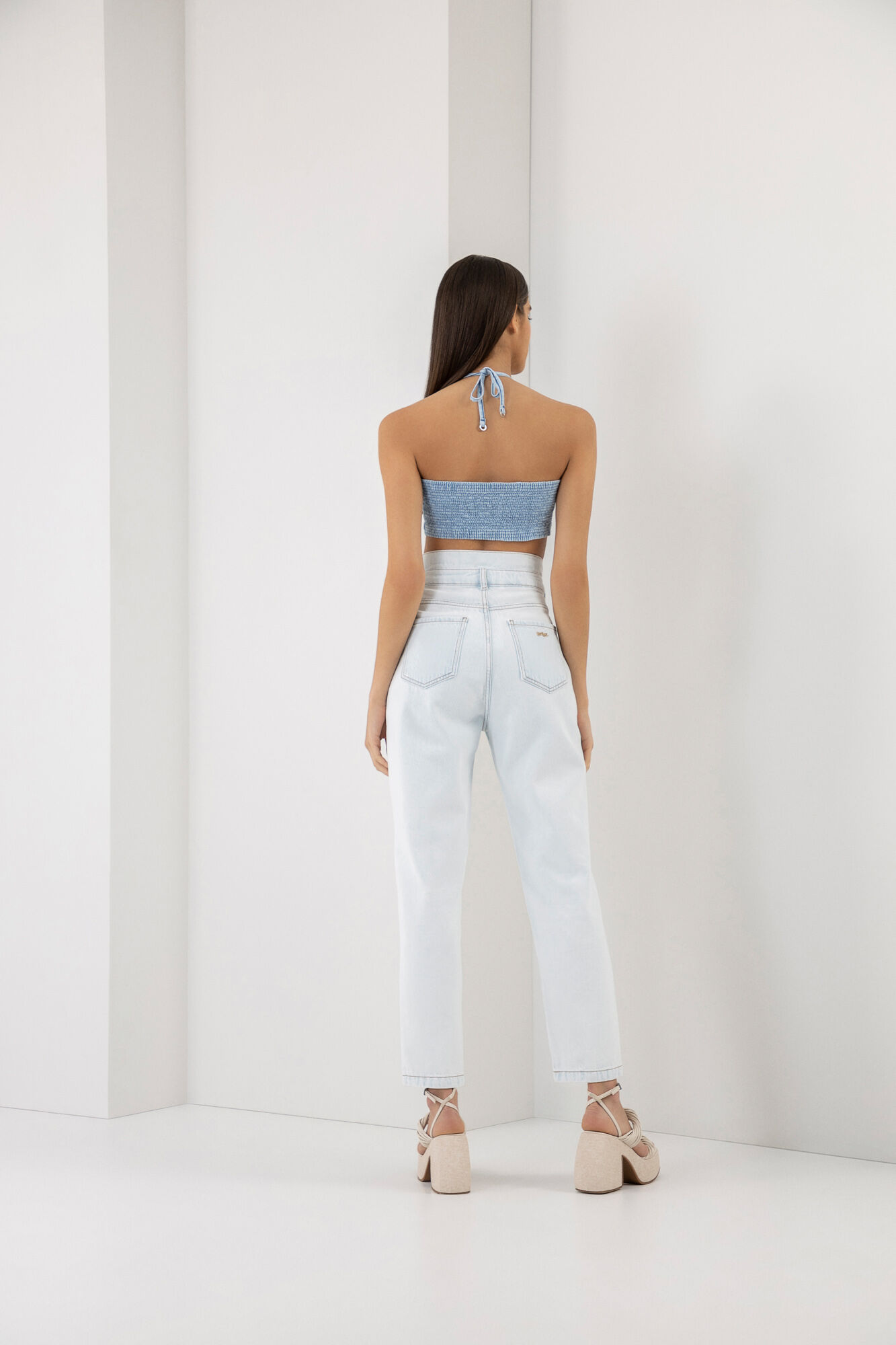 Cal&ccedil;a Jeans Baggy Super Alta com Recorte C&oacute;s, JEANS, large.