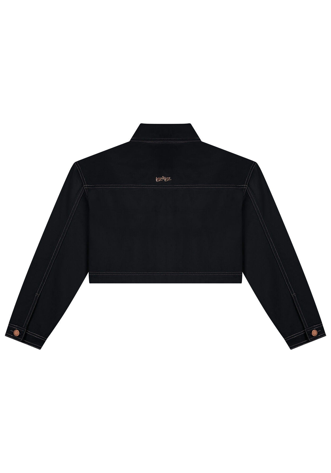 Jaqueta Sarja Cropped com Bolsos, , large.