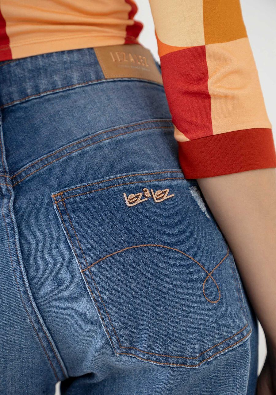 Shorts Jeans Boyfriend com Lenço Estampado, , large.