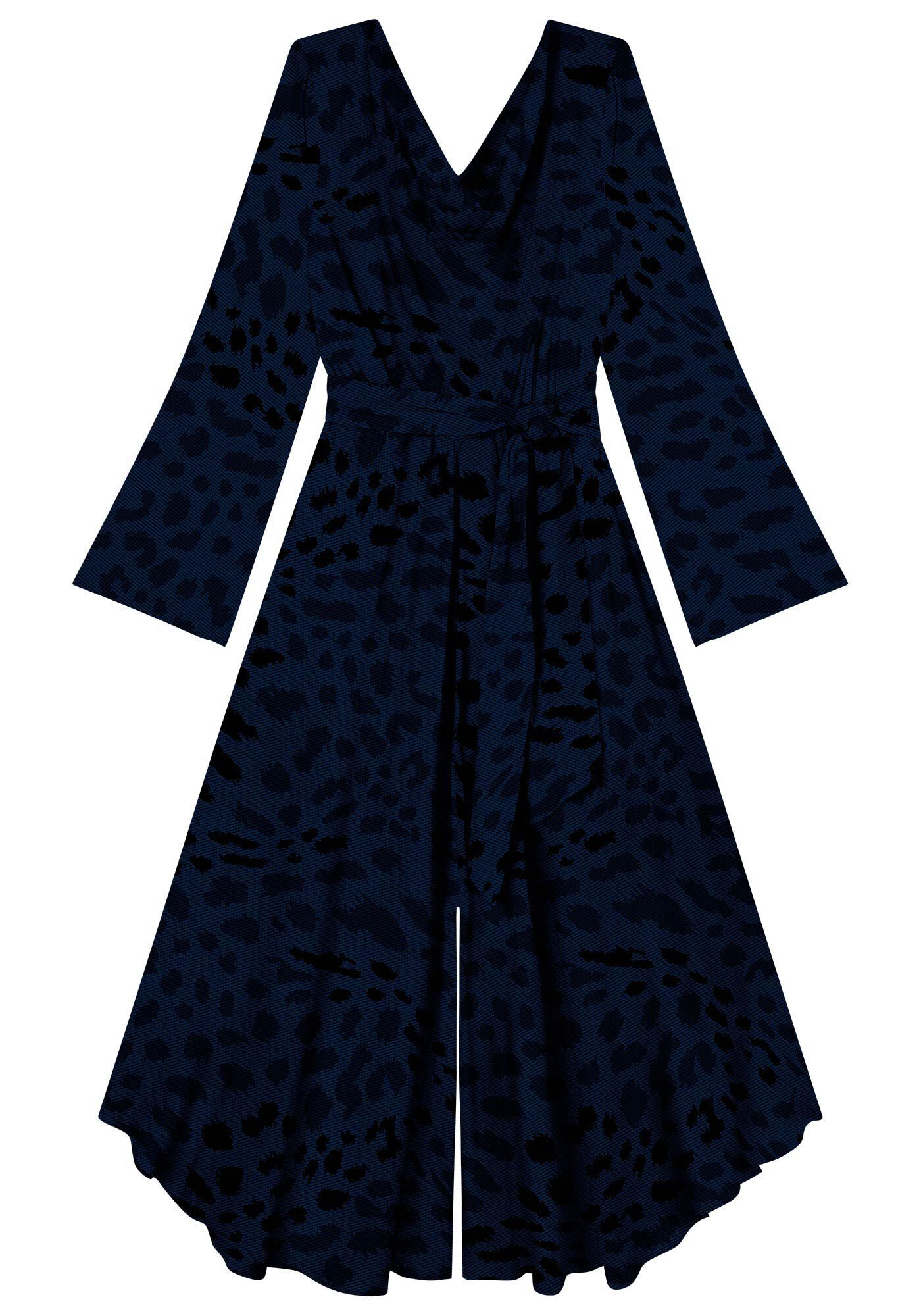 Vestido Longo Manga Longa em Viscose Assim&eacute;trico, , large.