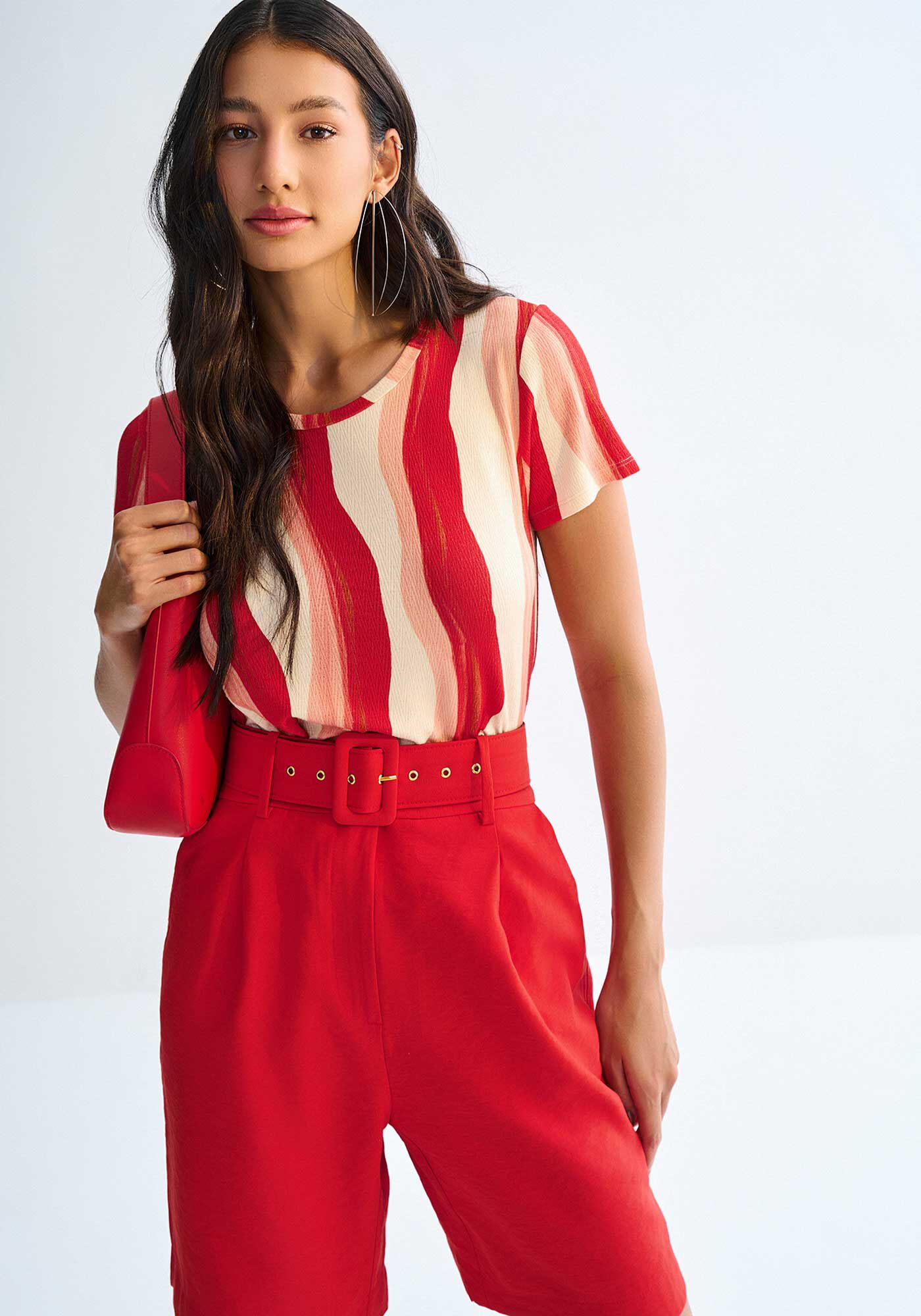 Blusa Manga Curta em Malha com Estampa Desert, , large.