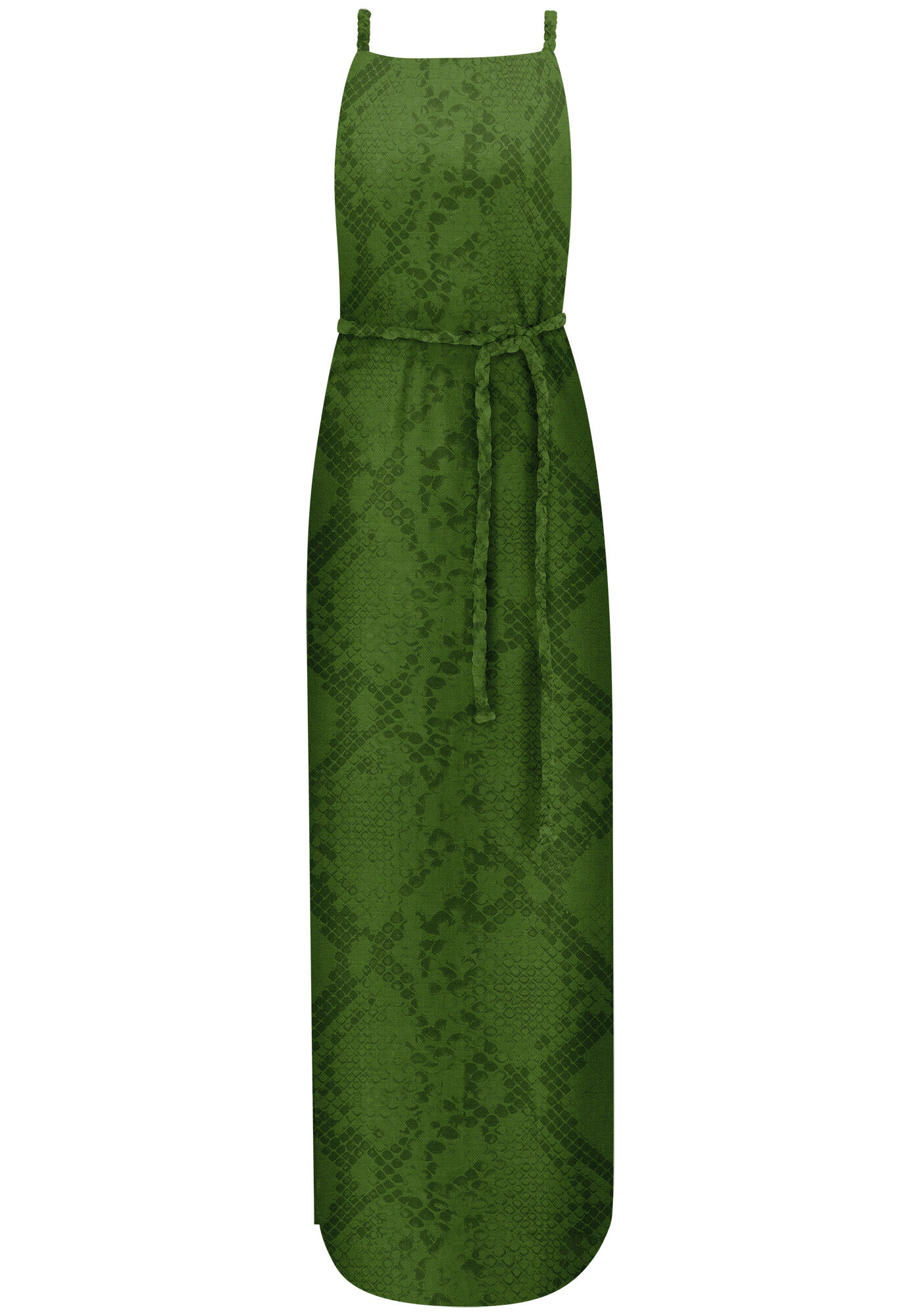 Vestido Midi Ch&aacute; em Viscose Estampado com Cinto, , large.