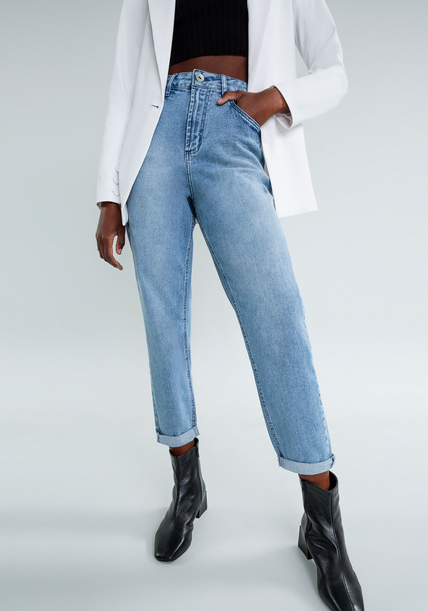 Cal&ccedil;a Jeans Mommy Cintura Alta, JEANS, large.