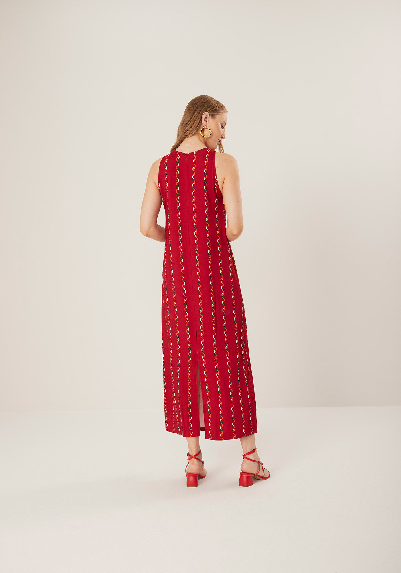 Vestido Midi Ch&aacute; Estampado Em Moletom De Viscose E Elastano, , large.