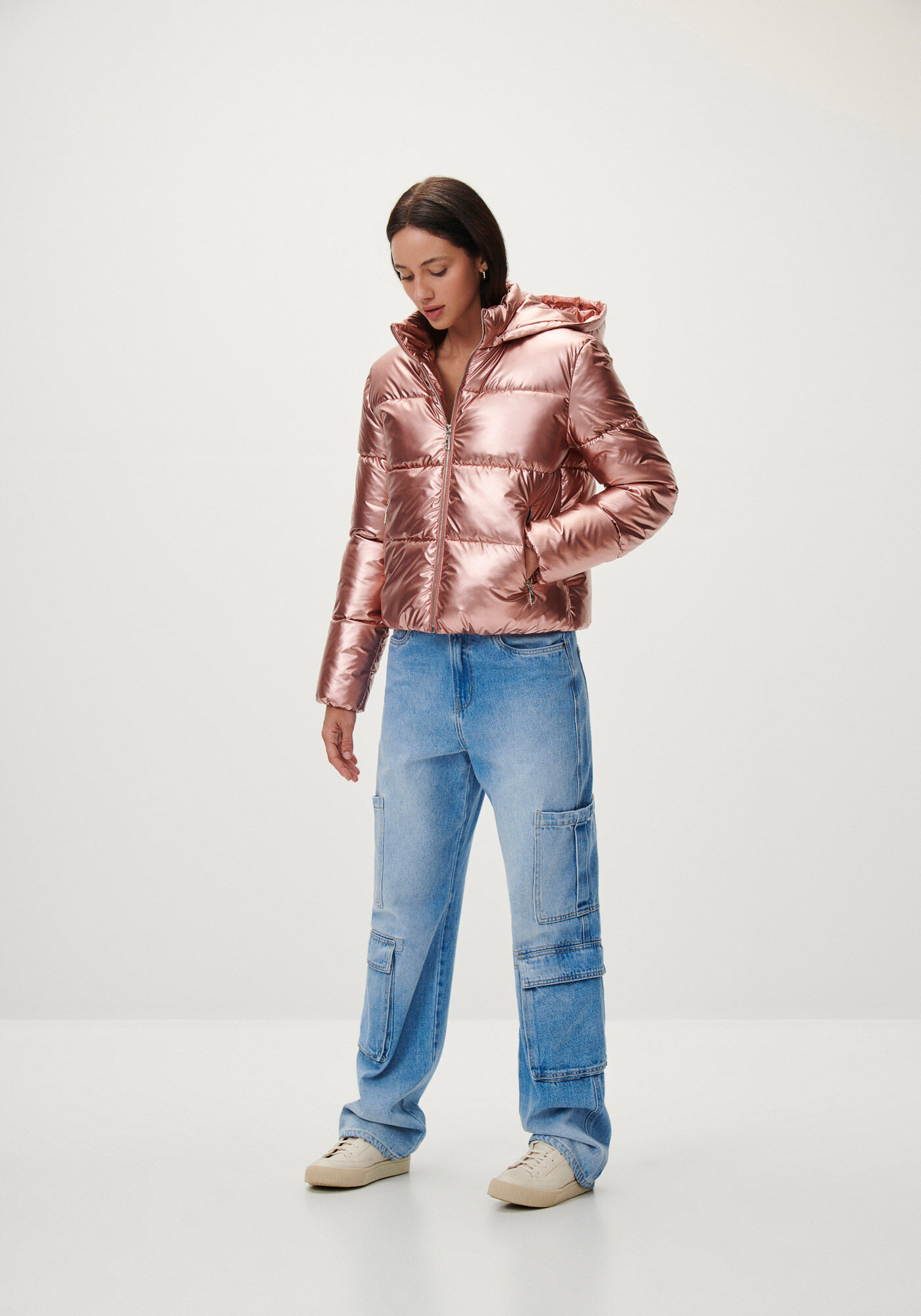 Jaqueta Puffer Vinil com Capuz, , large.