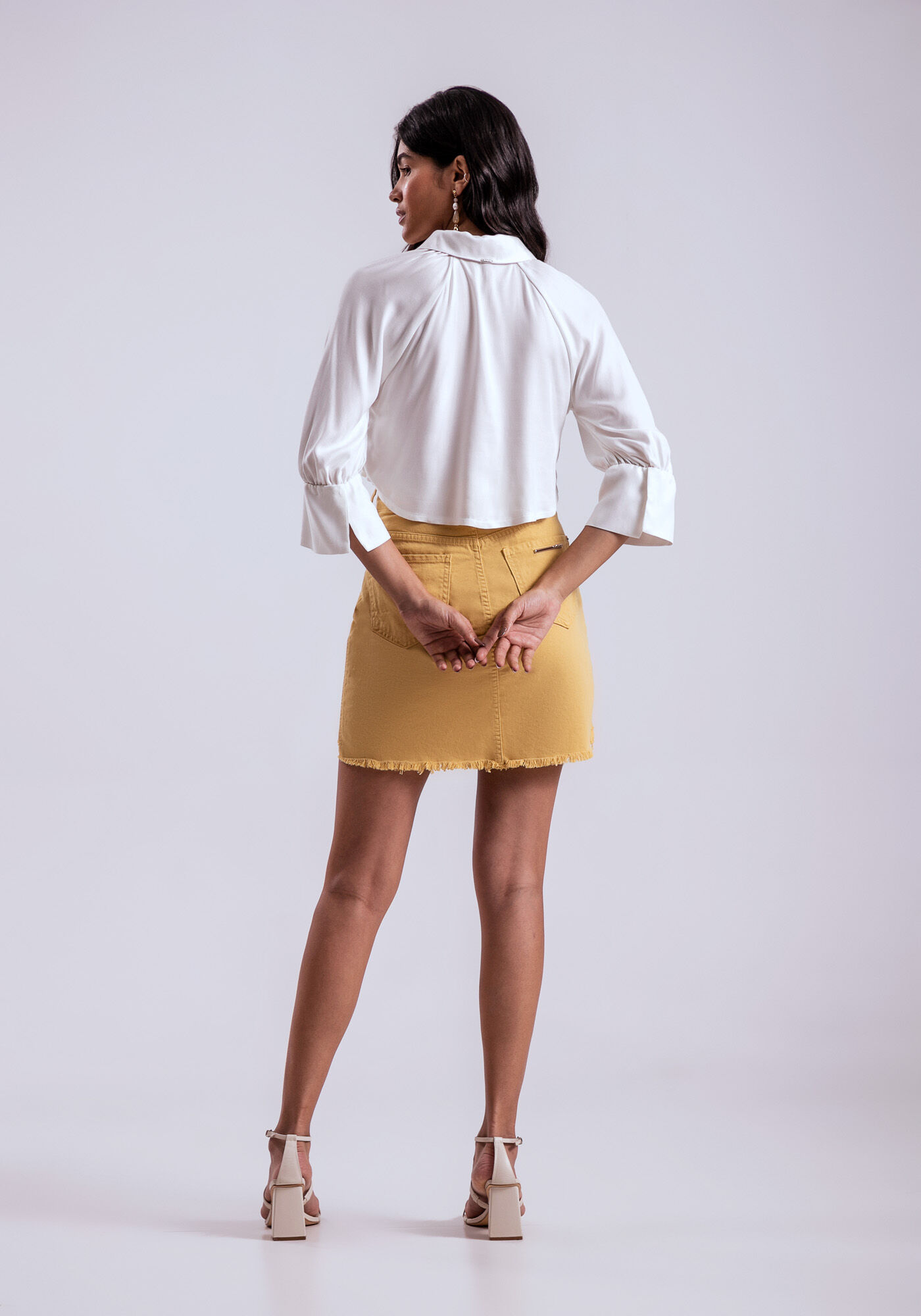 Camisa Cropped Viscose com Detalhe Mangas, BRANCO OFF WHITE, large.