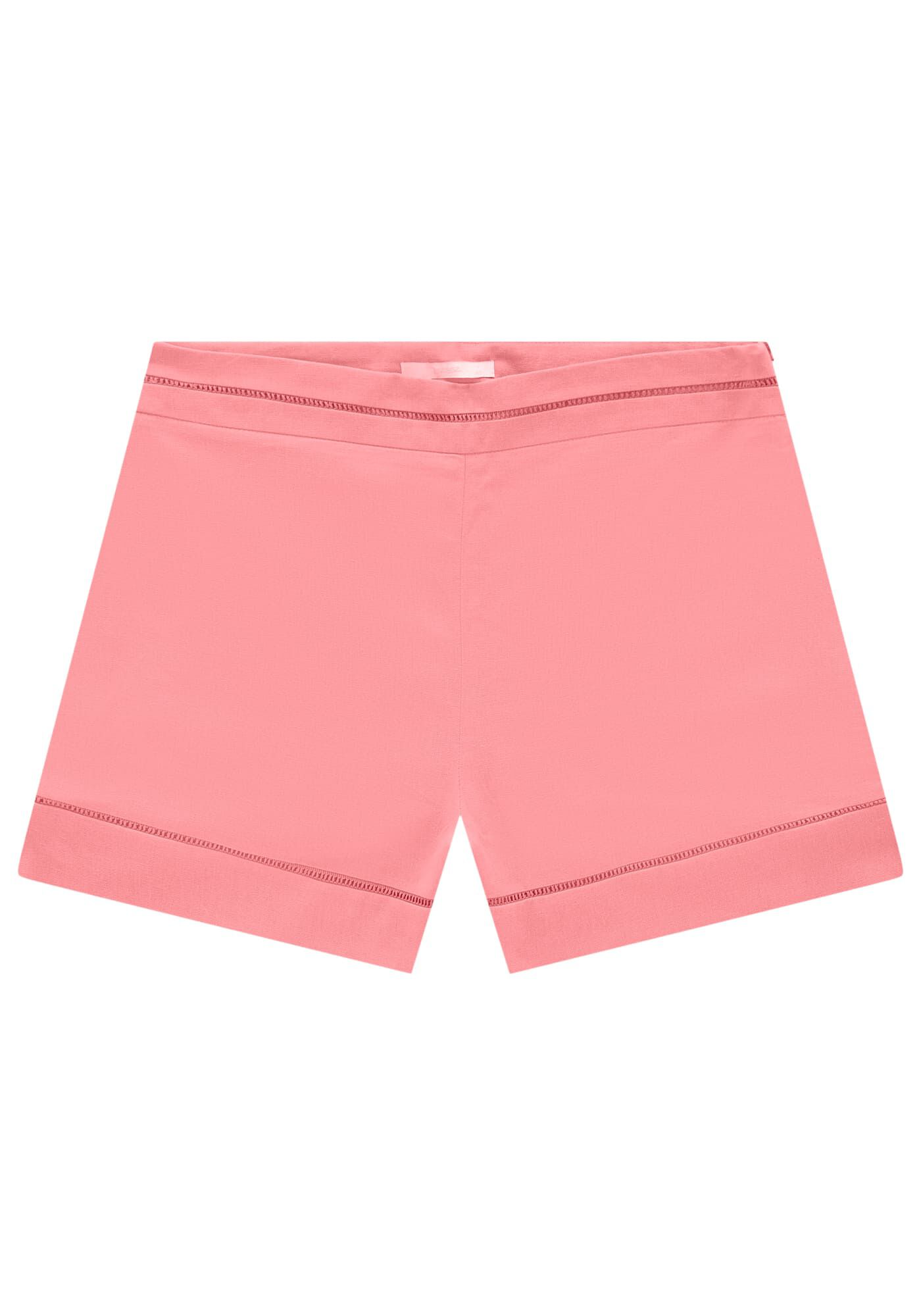 Shorts Cintura Alta em Linho com Detalhe, , large.