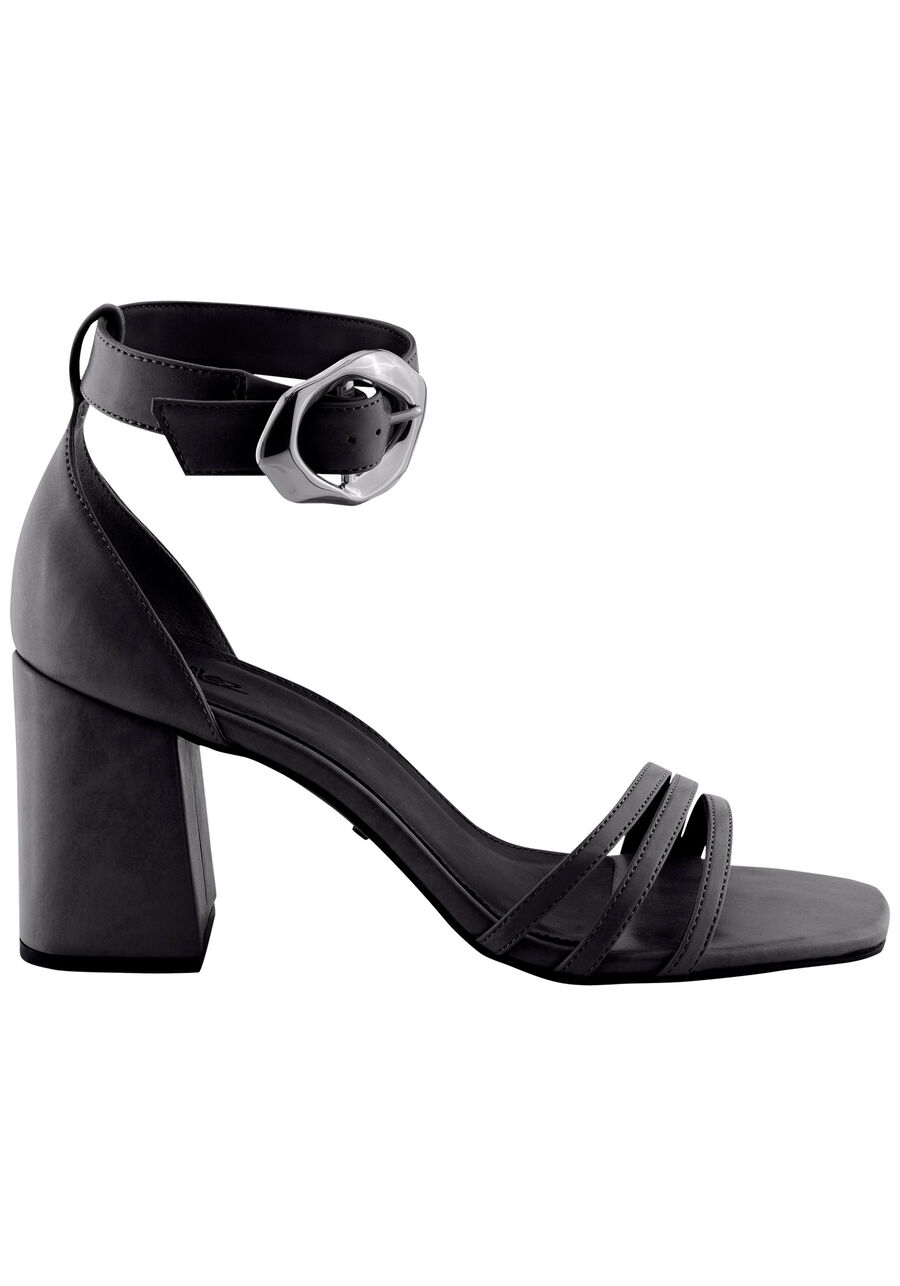 Sandália Salto Médio Bloco com Detalhe Fivela, . Sandália Salto Médio Bloco com Detalhe Fivela, , large.