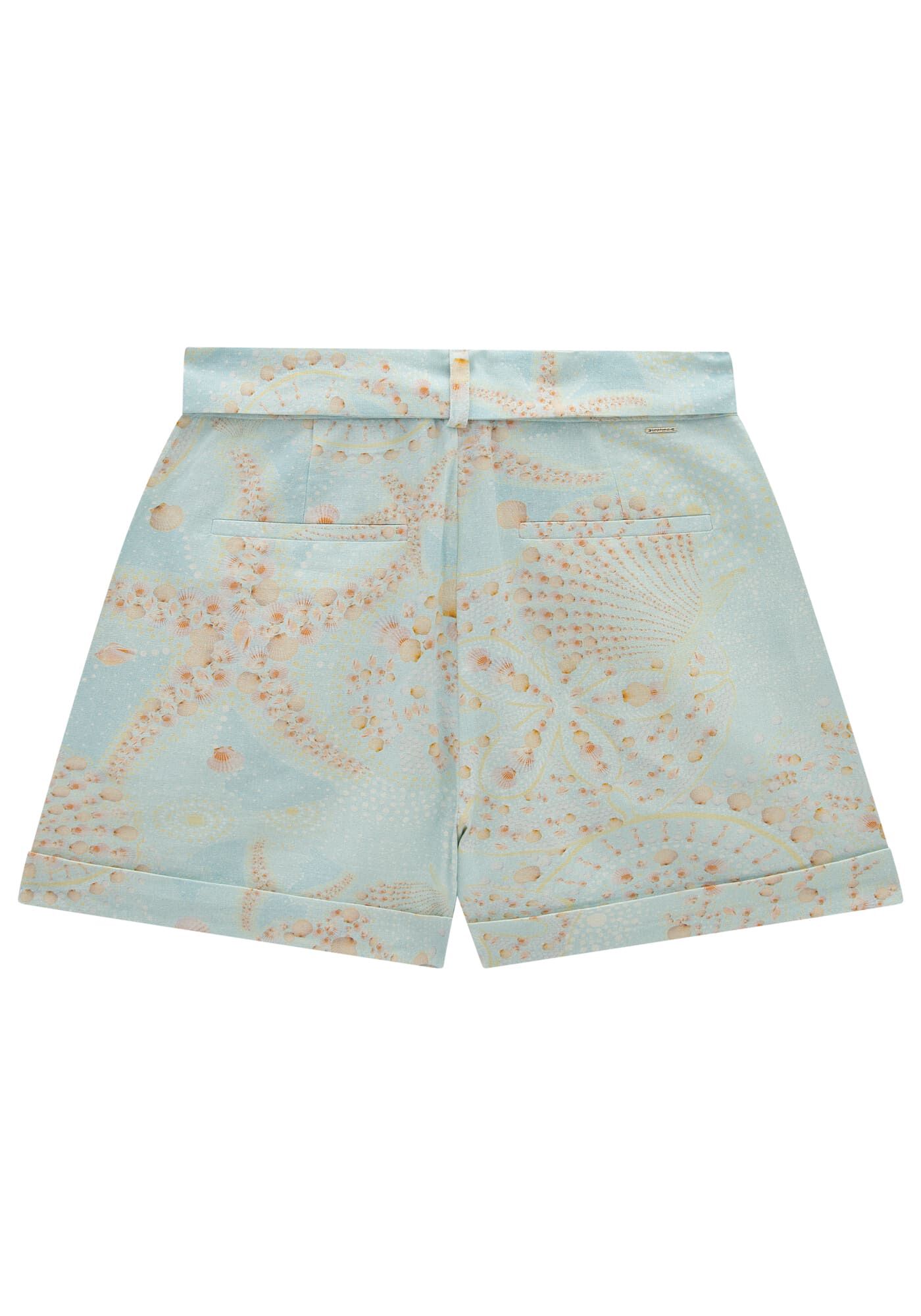 Shorts Estampado em Linho com Cinto, , large.