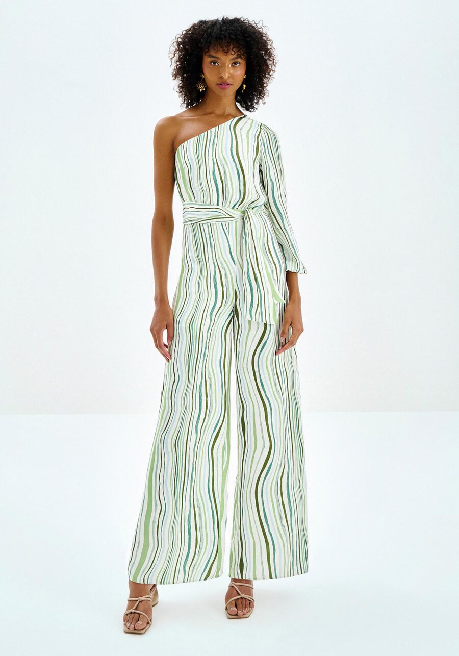 Macacão Longo Estampado Um Ombro Só com Cinto, . Macacão Longo Estampado Um Ombro Só com Cinto, , large.