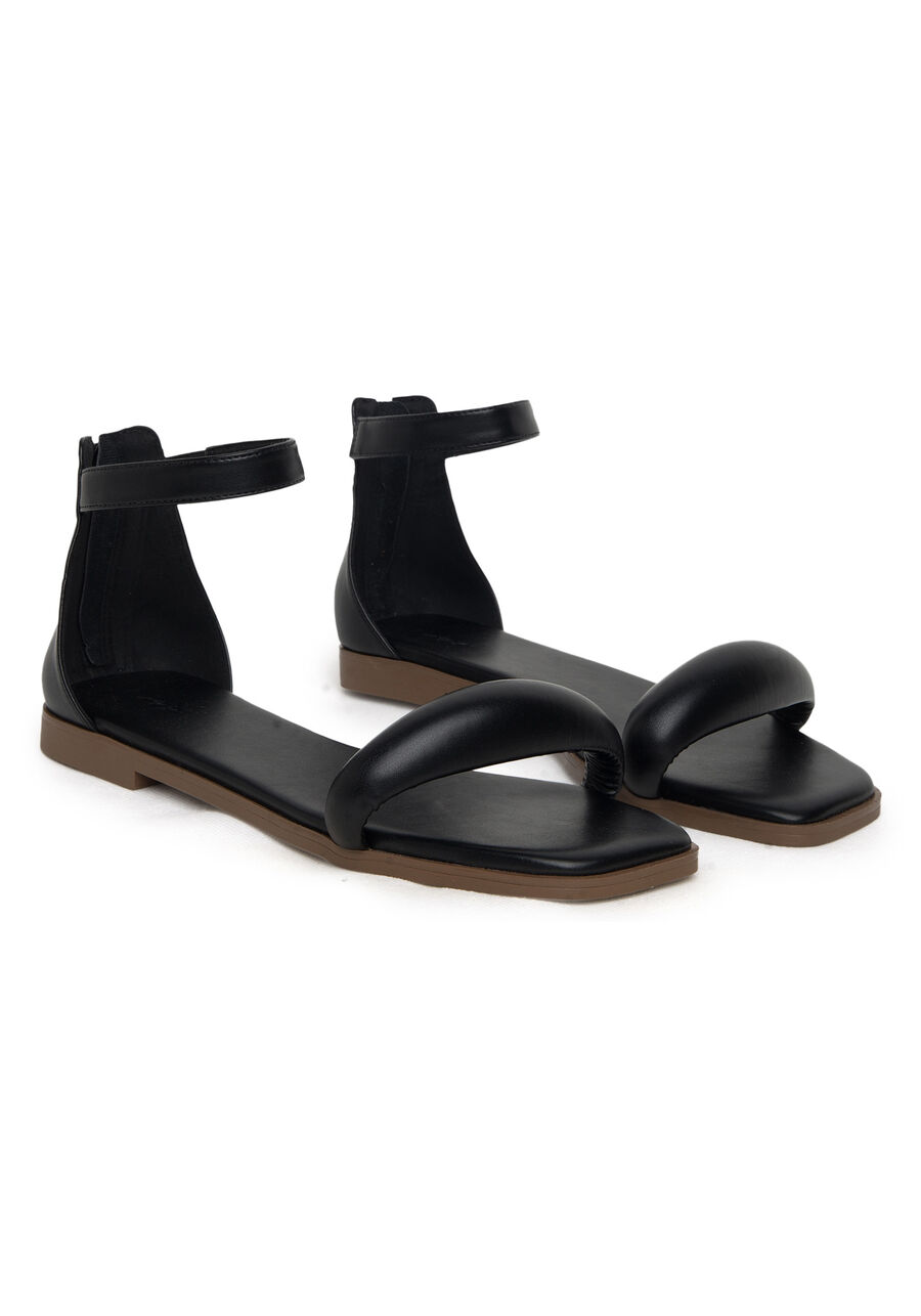 Rasteira Sandália com Tira Puff, PRETO REATIVO. Rasteira Sandália com Tira Puff, PRETO REATIVO, large.